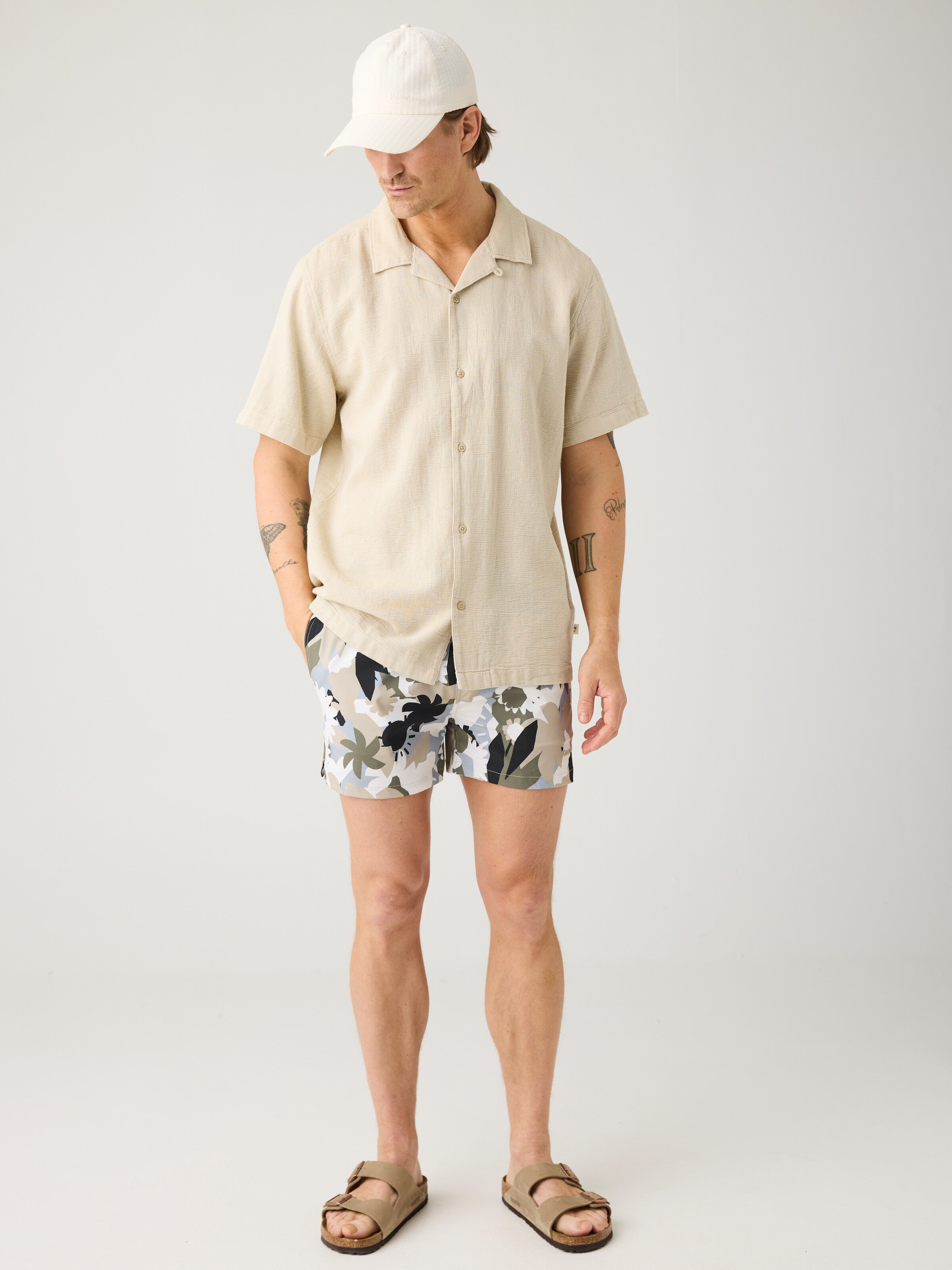 KnowledgeCotton Apparel men vegan Swim Shorts Mid Thigh Green