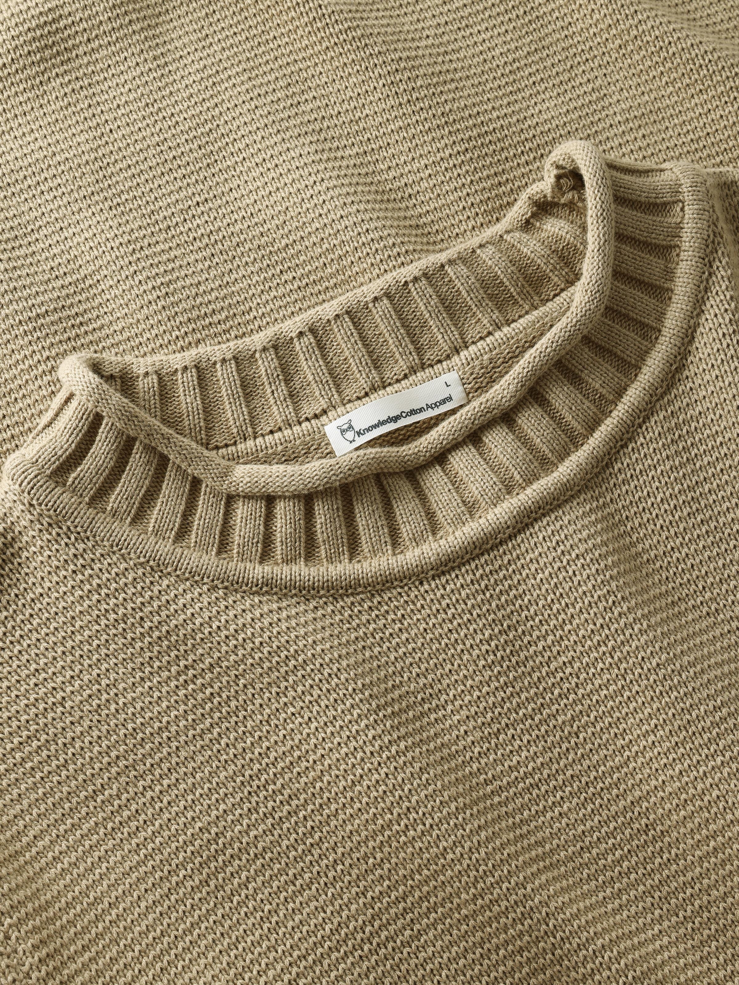 KnowledgeCotton Apparel men vegan Sweater Men Crew Neck Twill Beige