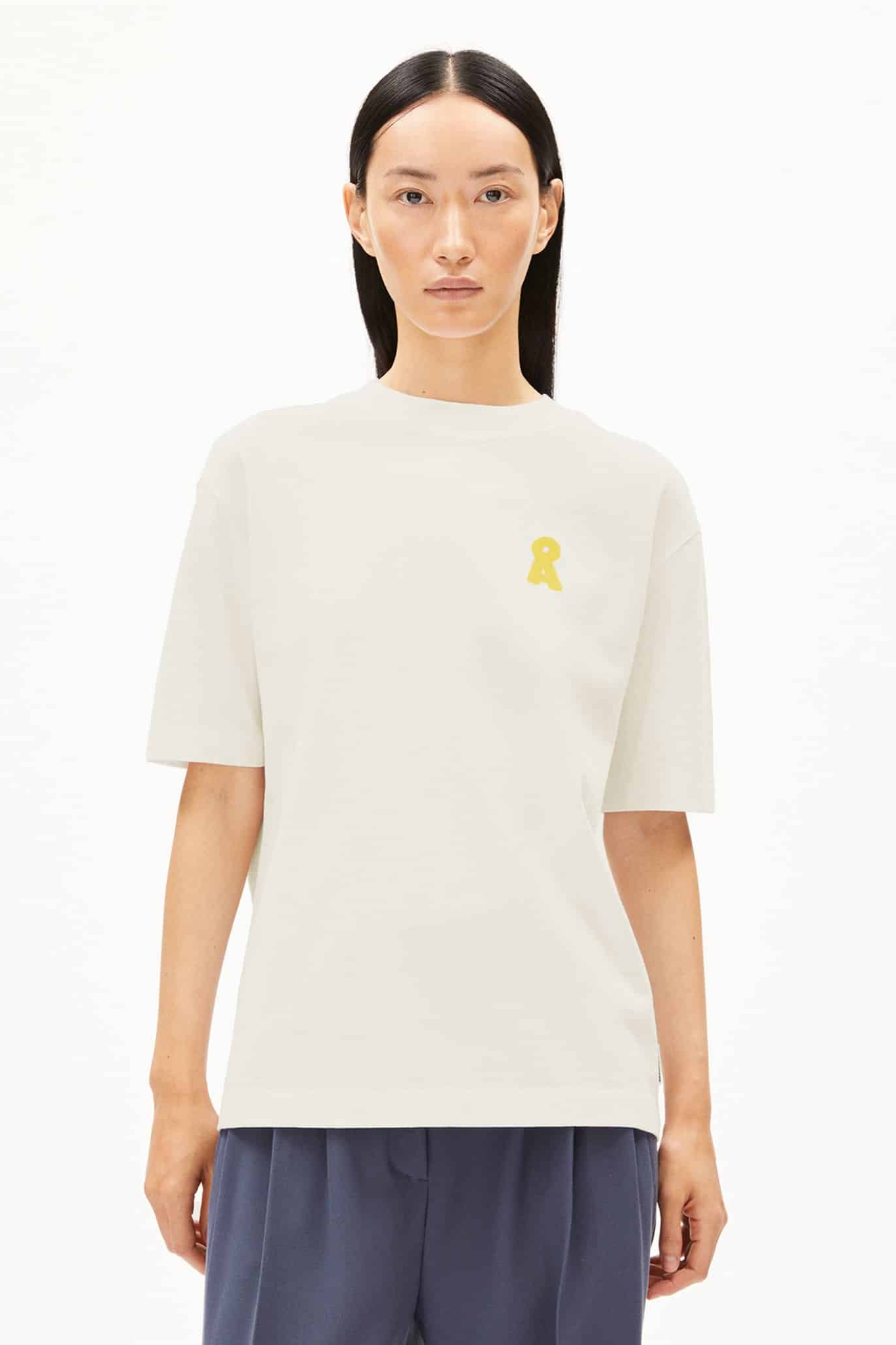 ARMEDANGELS womens vegan T-Shirt Tarjaa White/ Yellow