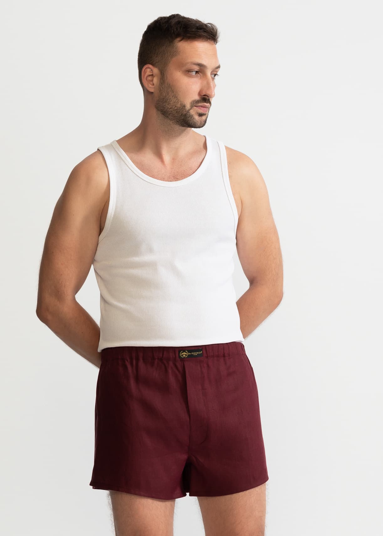 De IONESCU Boxer Shorts Linen Burgundy