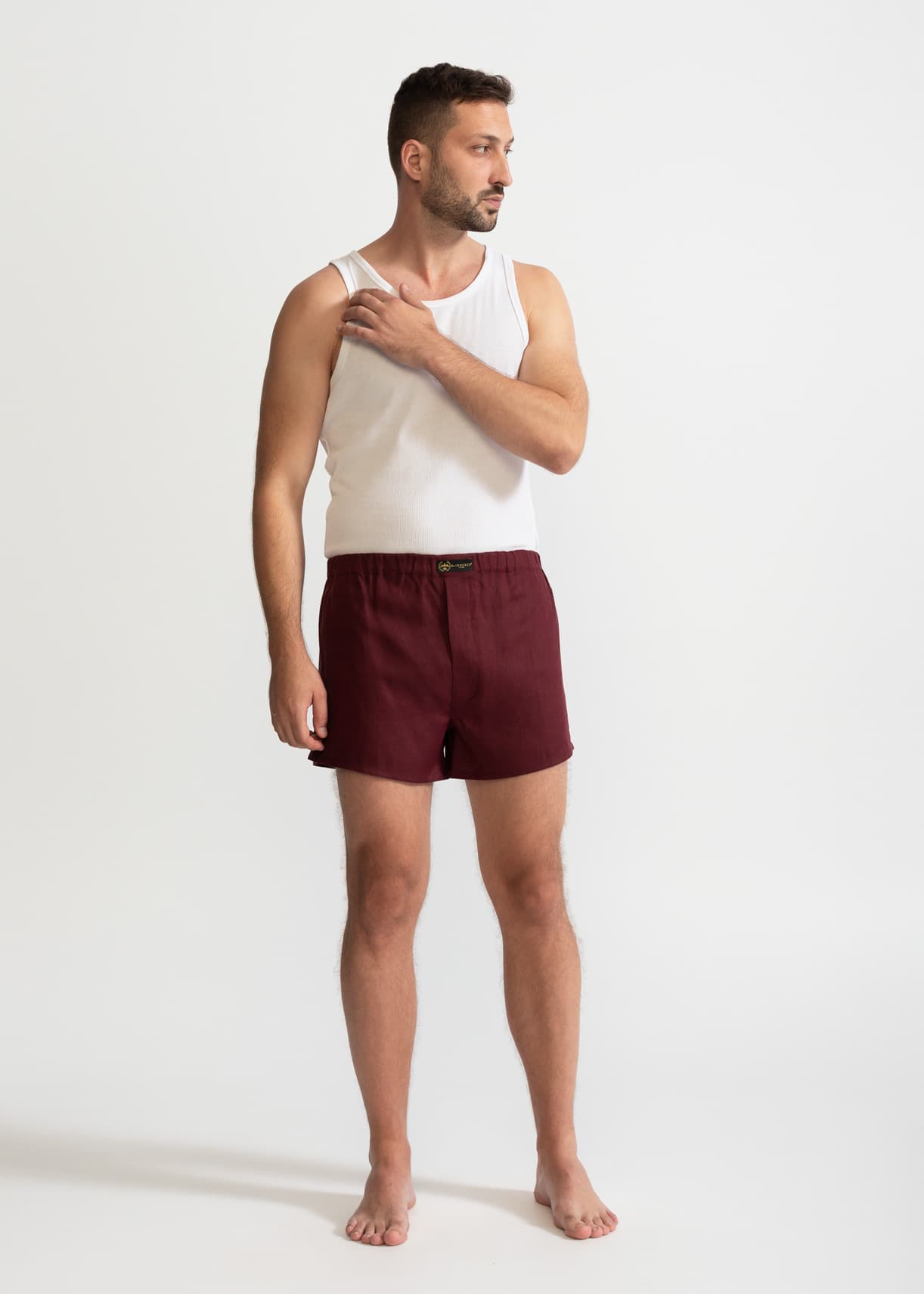 De IONESCU Boxer Shorts Linen Burgundy