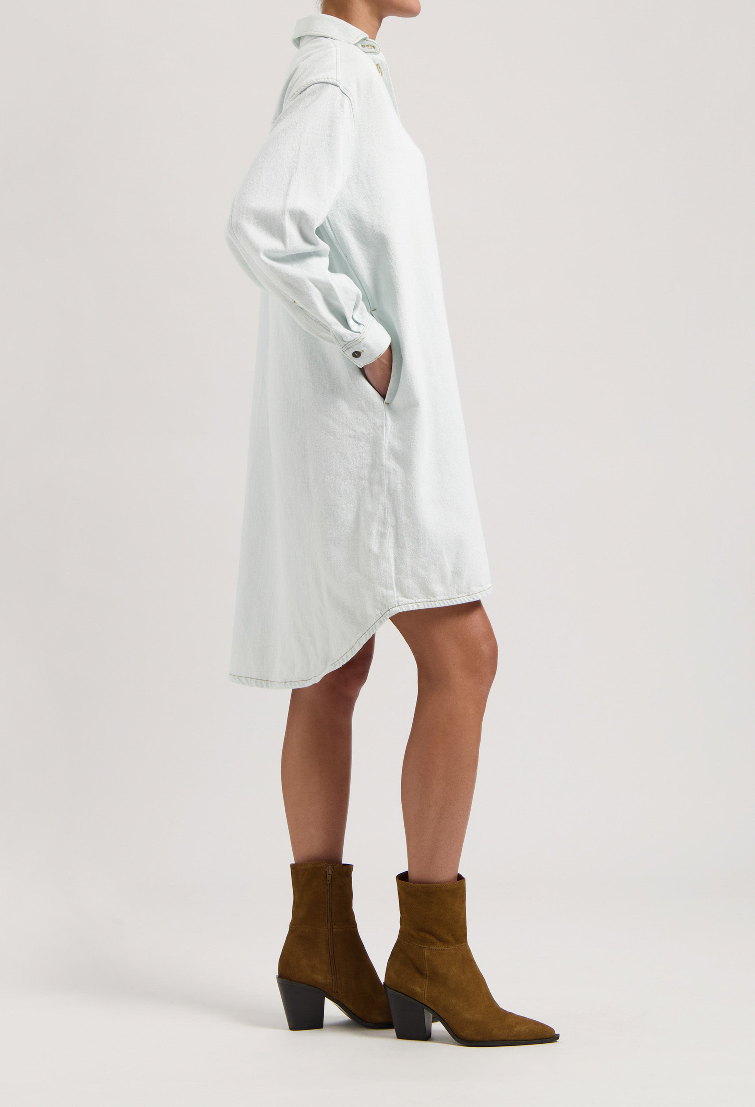 MUD Jeans womens vegan Dress Denim Ella Sun Stone Grey
