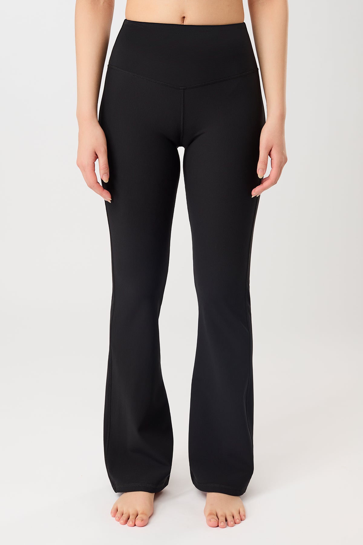 MANDALA womens vegan Pants Flared & Ribbed Black