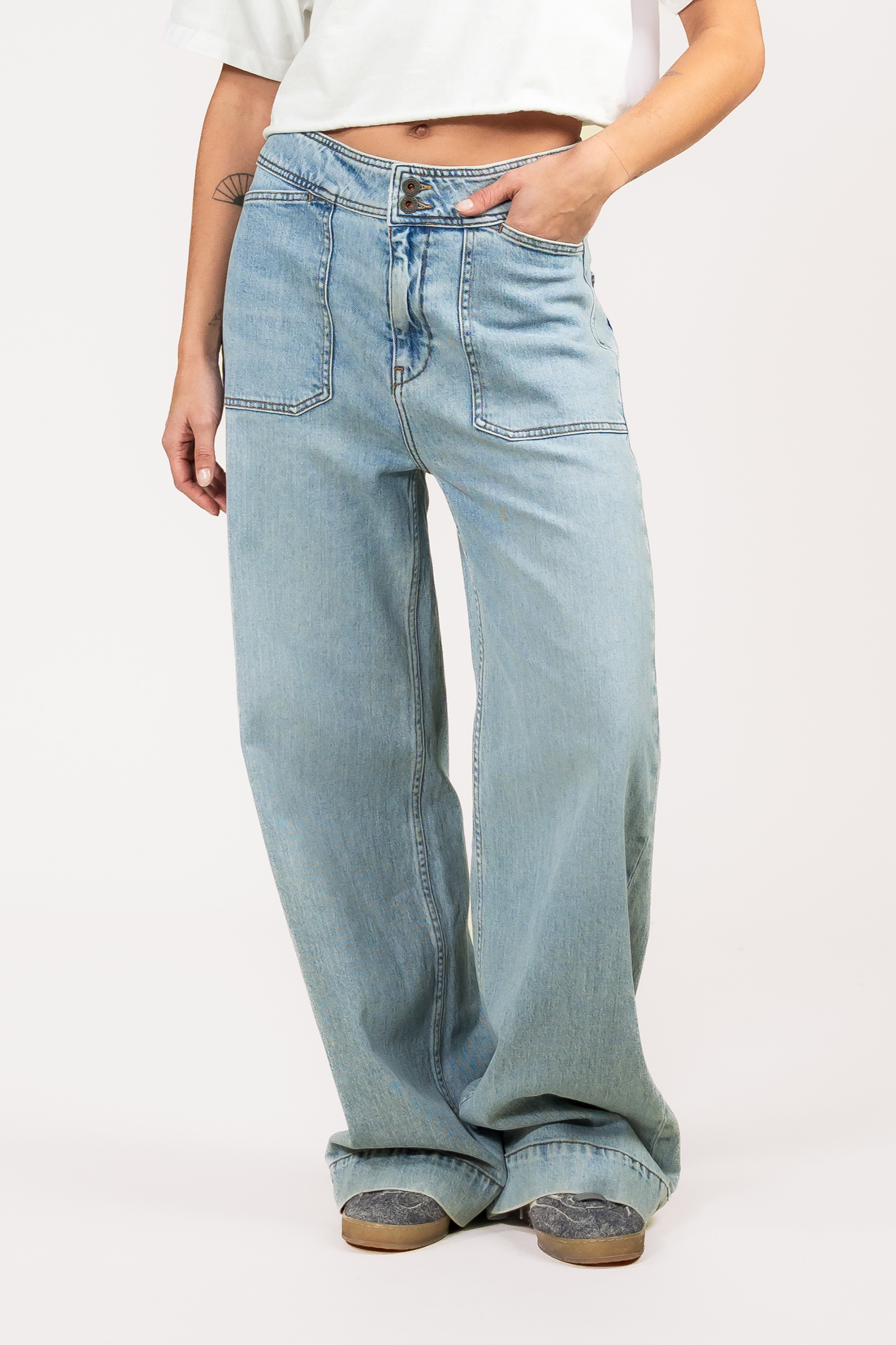 Image of Kuyichi dames vegan Farrah Worker Jeans In Staalblauw