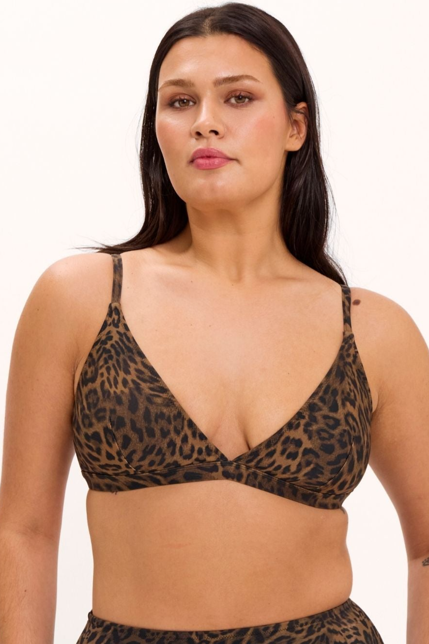 Image of Understatement dames vegan Bikinitop Met Driehoekig Patroon En Donker Luipaardprint