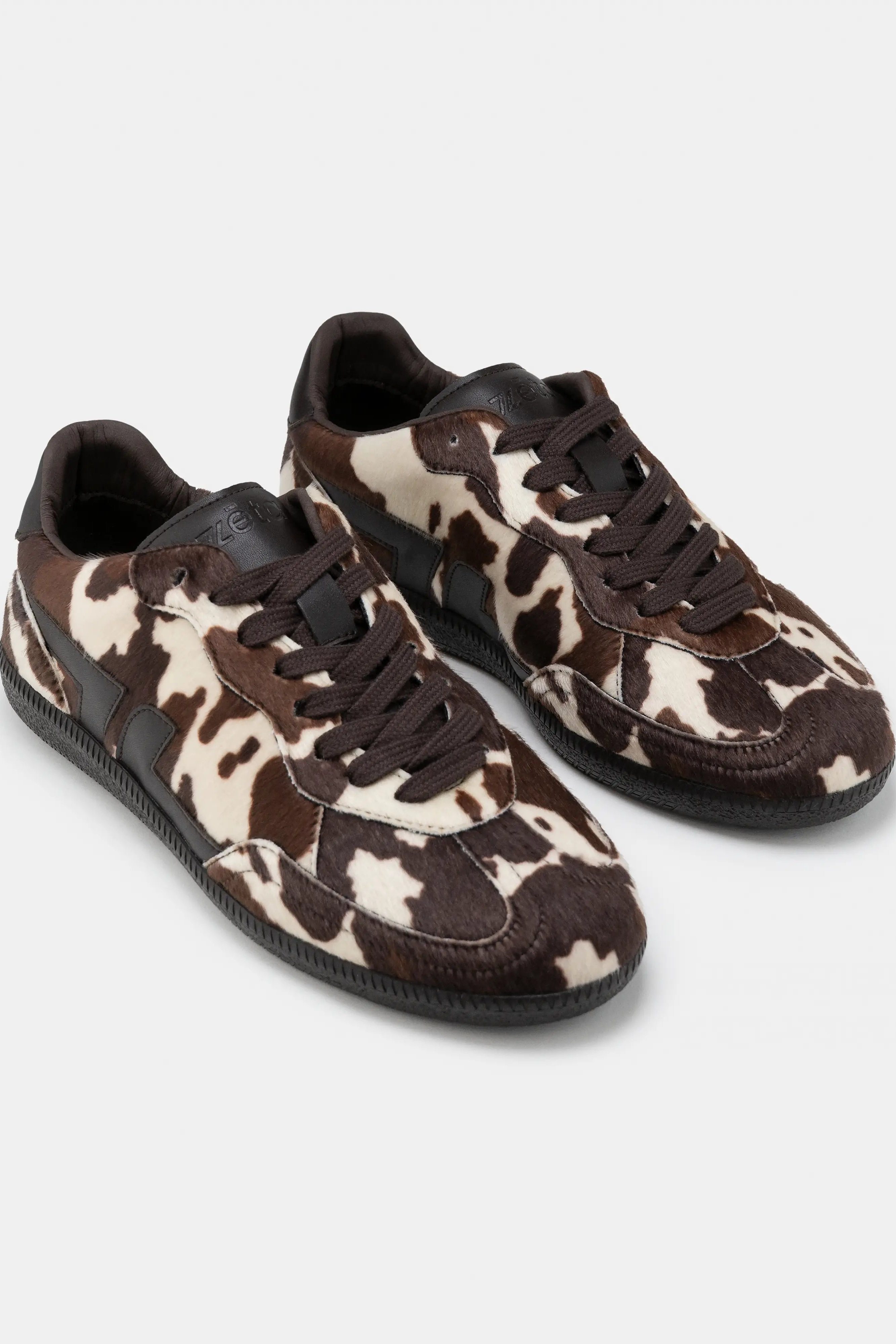 Zèta Damen vegan Sneaker Delta Cow Print Braun/Weiß