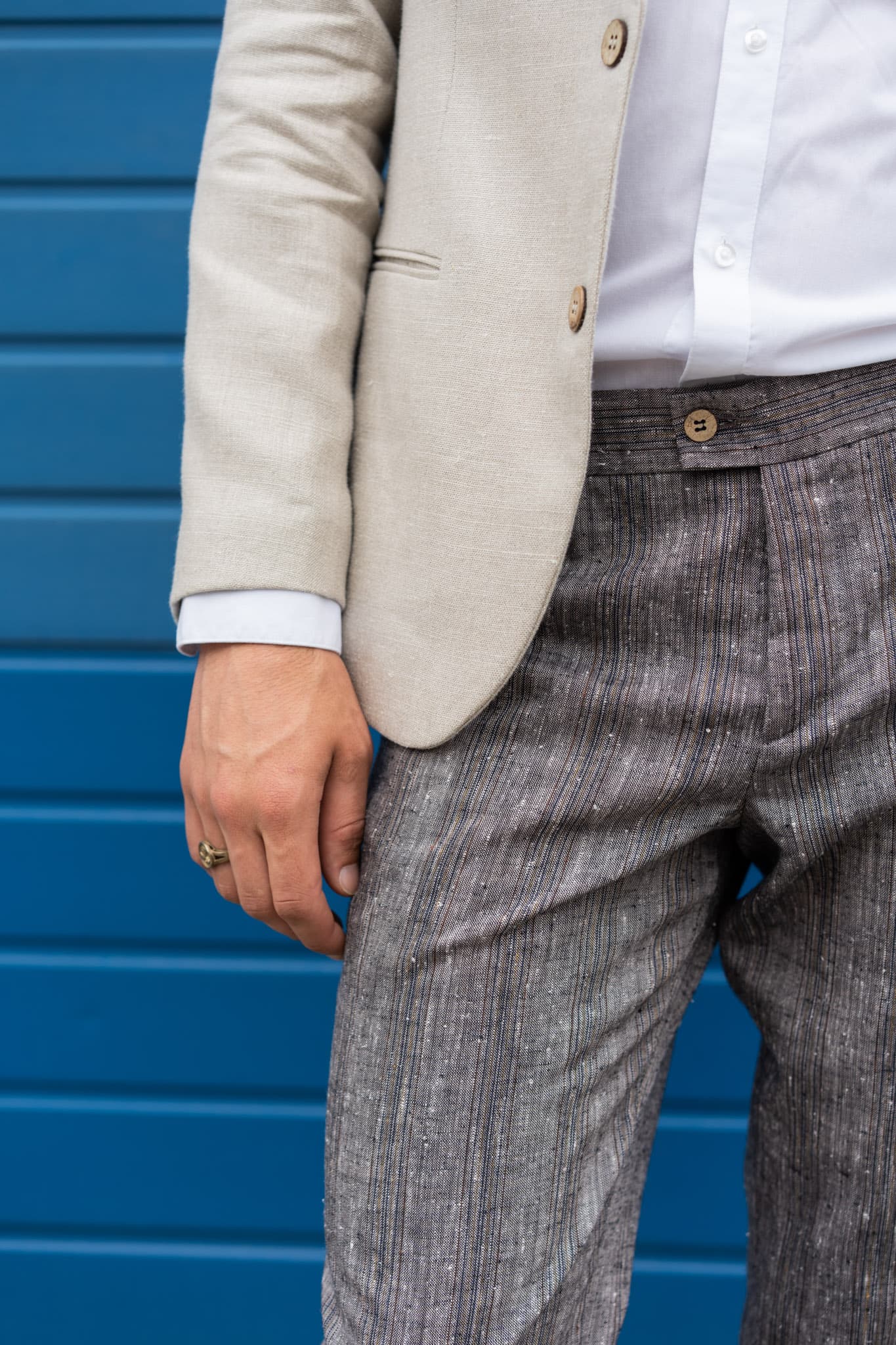 De IONESCU men vegan Pants The Romana Linen Retro Grey