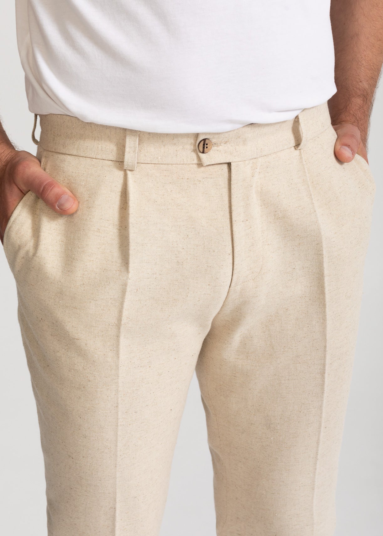 De IONESCU men vegan Pants The Romana Linen Cotton Natural