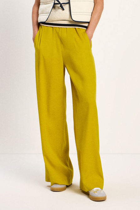 Lanius Damen vegan Hose Weites Bein Gelb