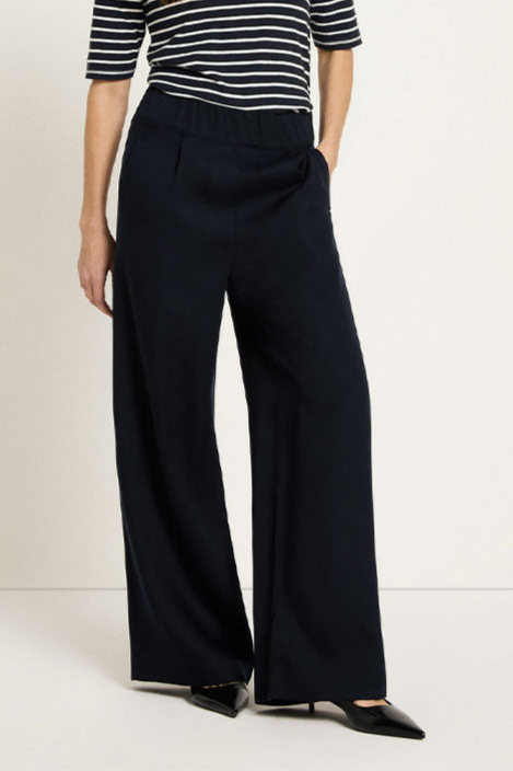 113786 - Lanius Damen vegan Hose Weites Bein Mitternachtsblau