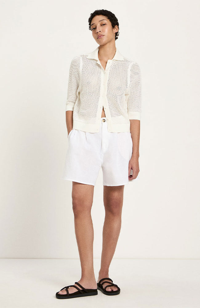 Lanius womens vegan Short Sleeve Cardigan Off White