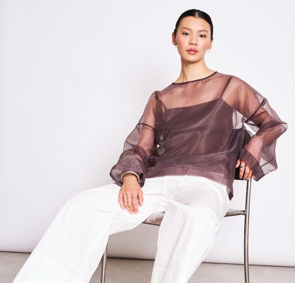 JAN 'N JUNE Organza Simia Mud Brown Met Lange Mouwen