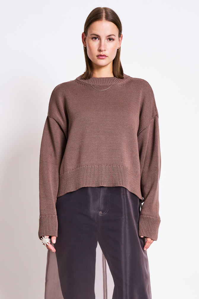 113830 - JAN N JUNE Damen vegan Pullover Yagmur Lehm Braun