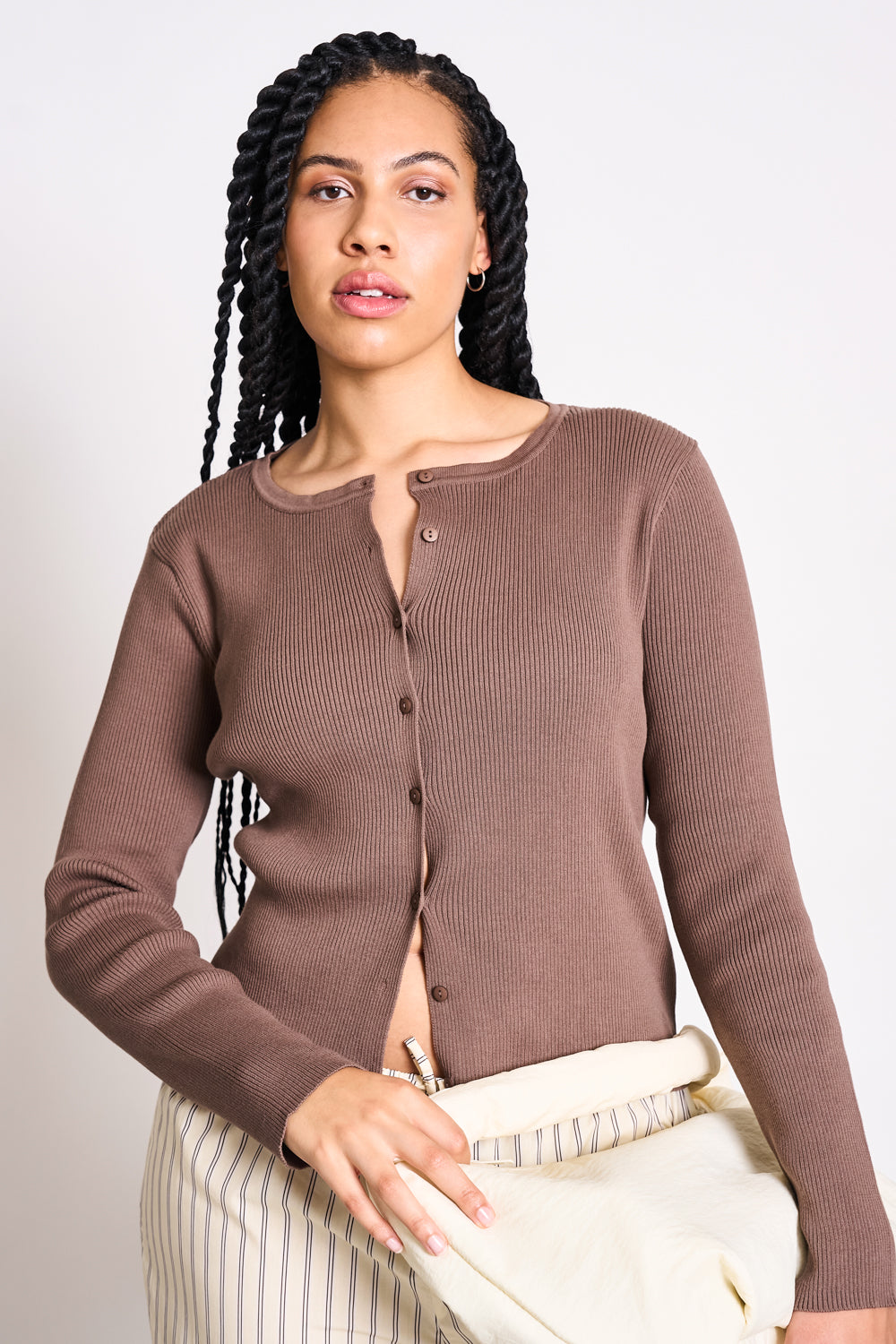 Image of JAN 'N JUNE dames vegan Cardigan Glimt Clay Brown