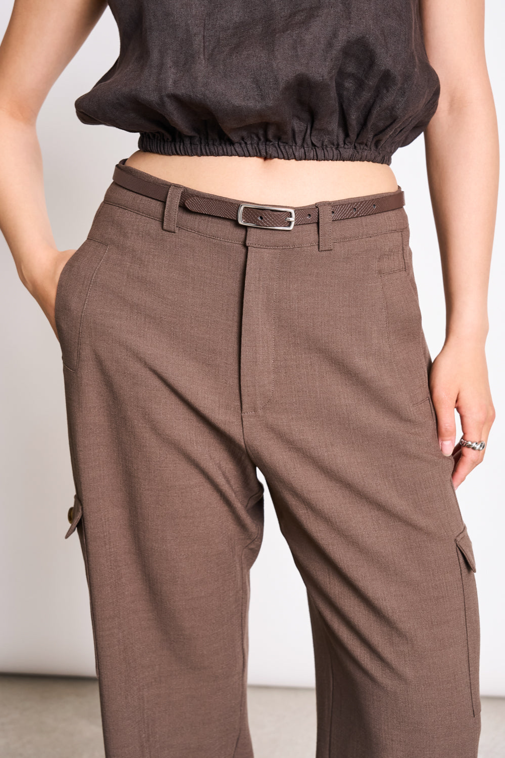 JAN 'N JUNE Damen vegan Gürtel Thin Nyby Snake Pattern Braun/Silber