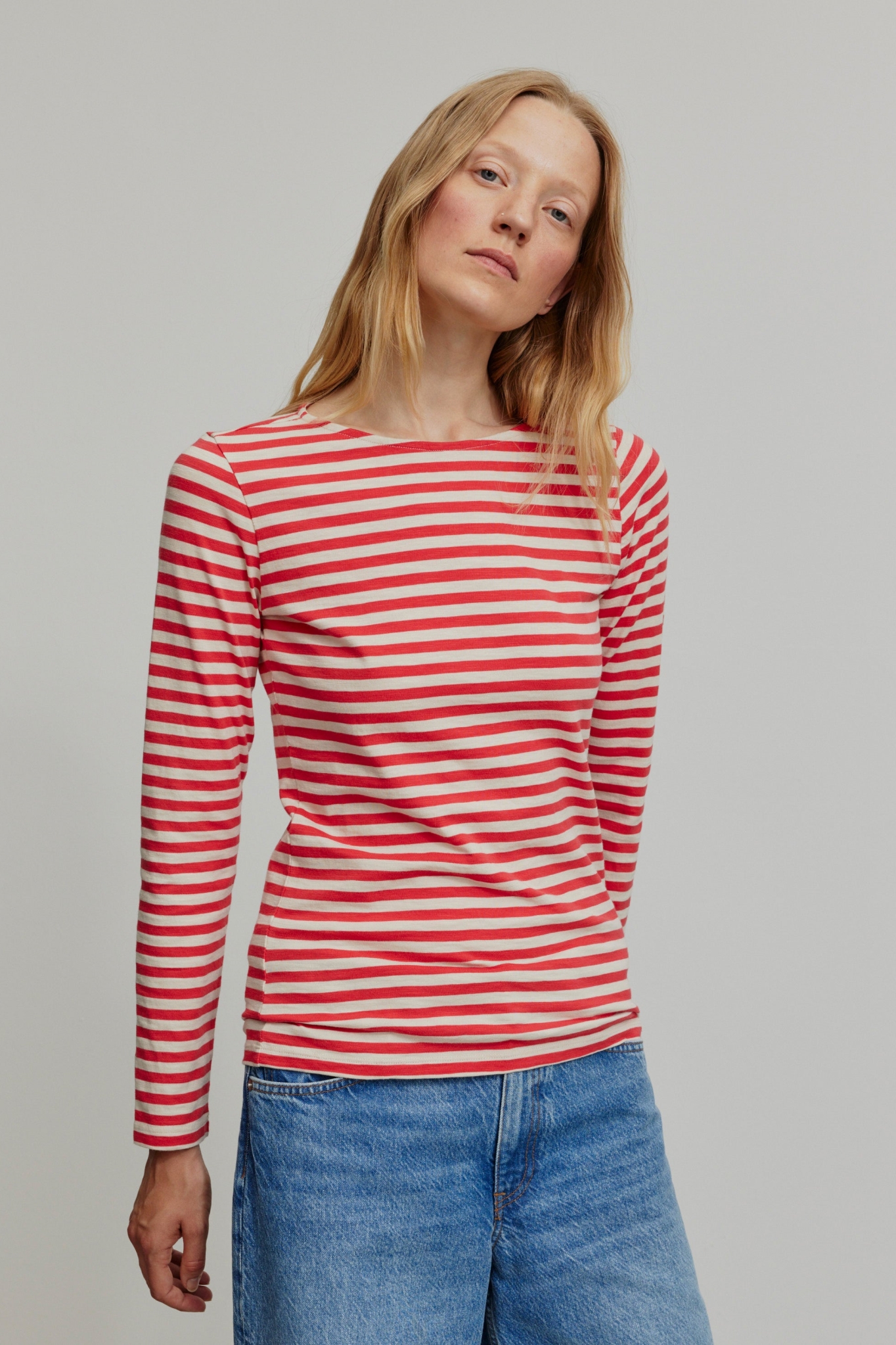 Recolution Damen vegan Longsleeve Iris Streifen Mars Rot