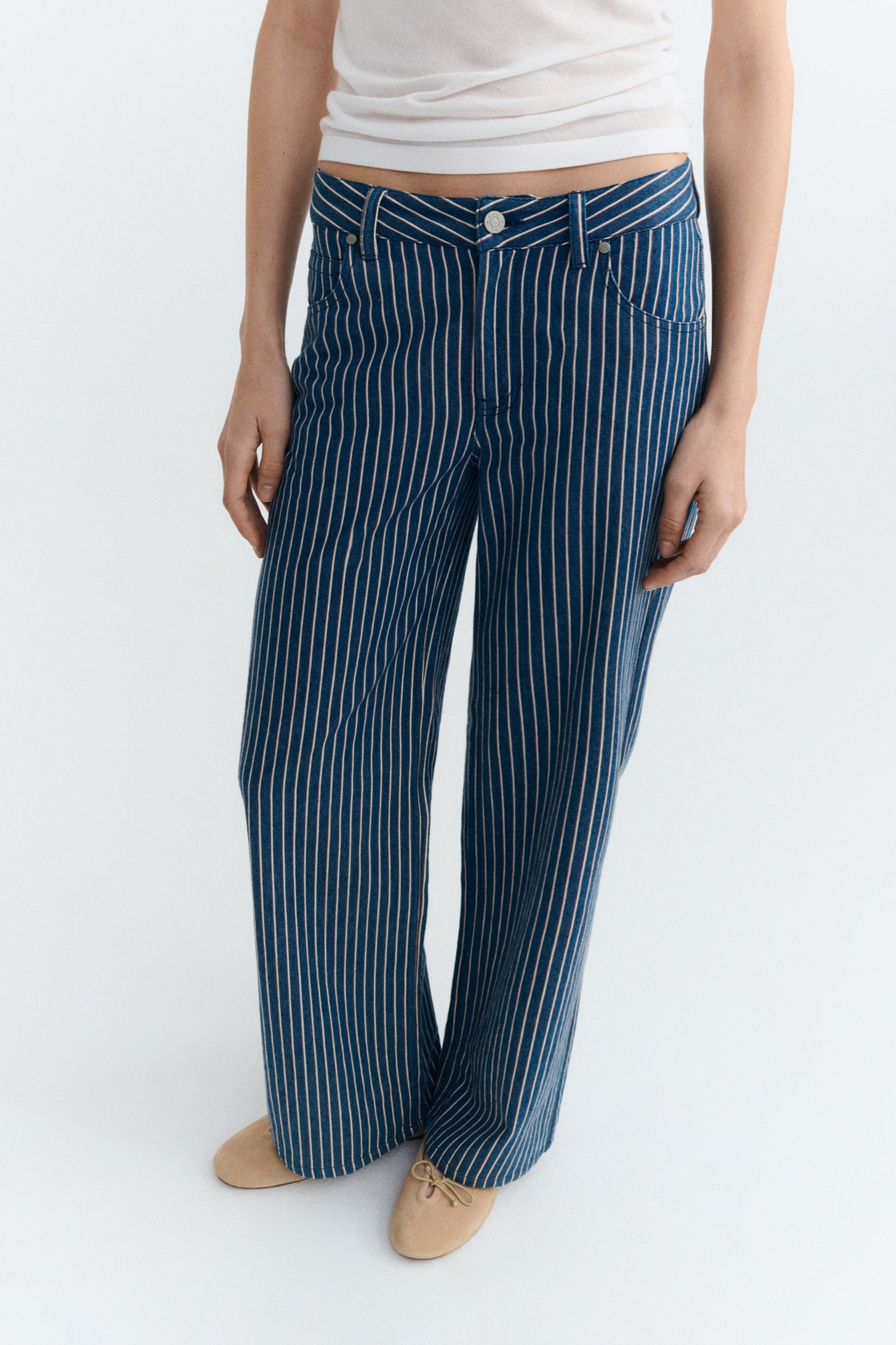 Image of Thinking MU dames vegan Broek Kettan Railway Blauwe Strepen