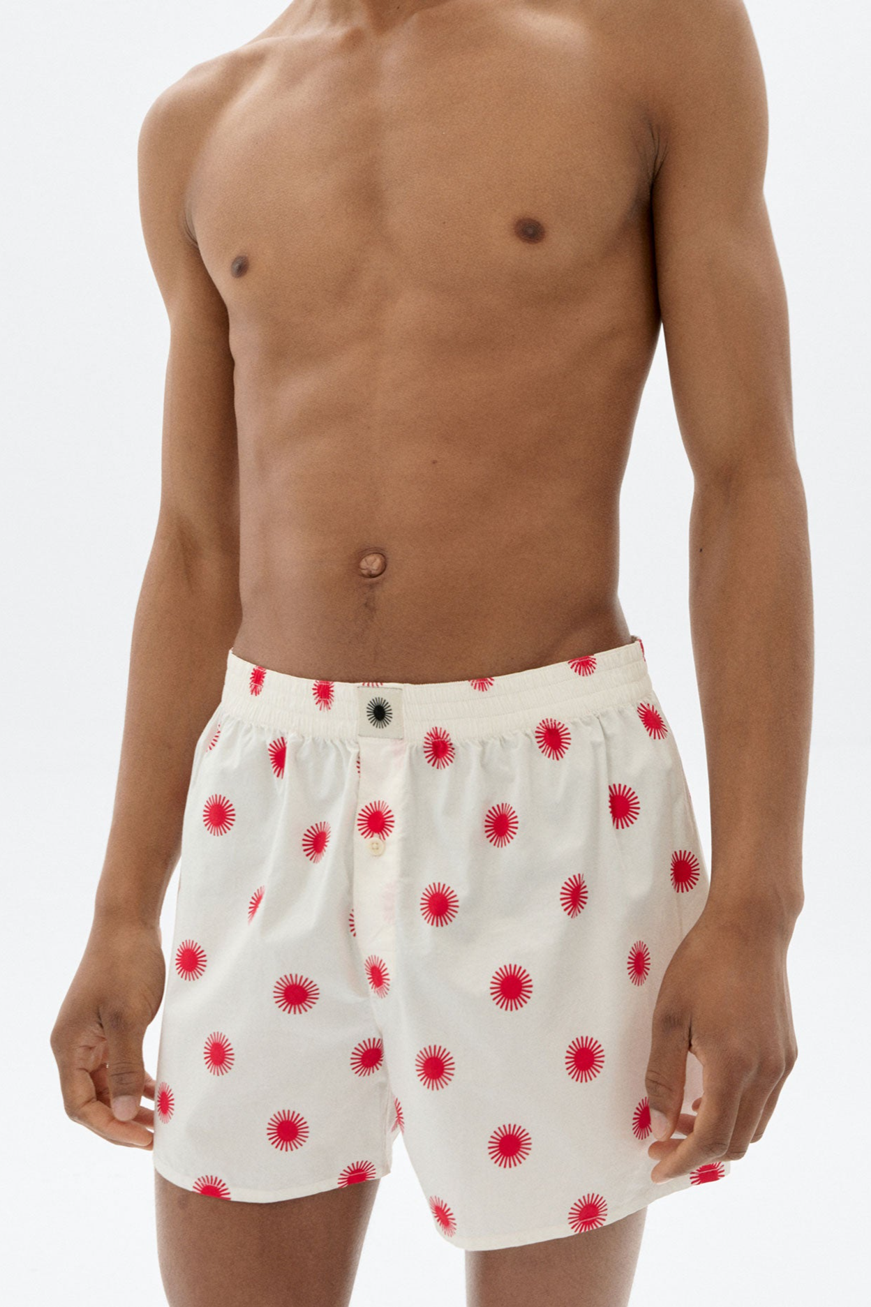 Thinking MU men vegan Boxer Shorts White With Red Sun