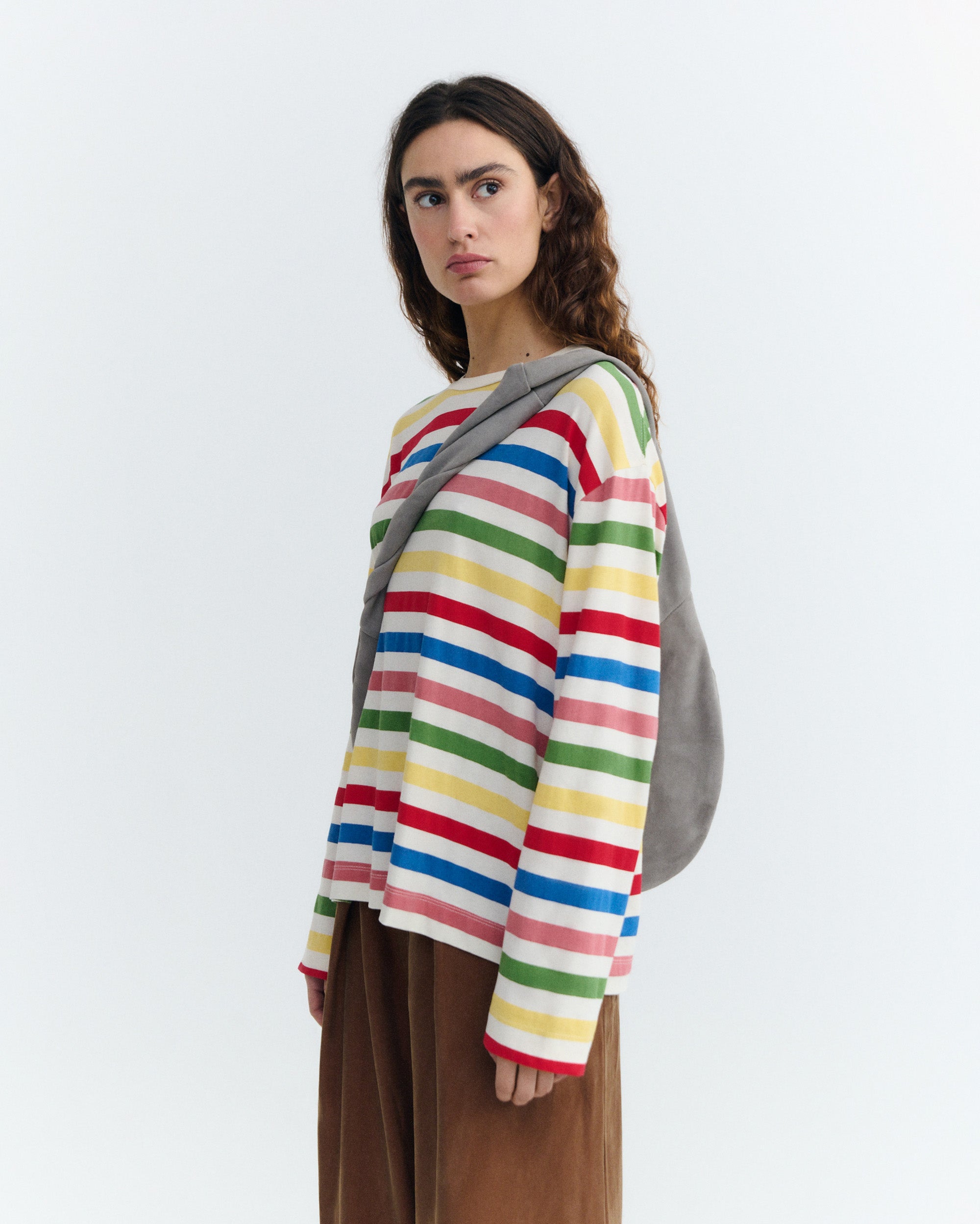 Thinking MU T-Shirt Met Lange Mouwen Emily  Meerkleurig Gestreept
