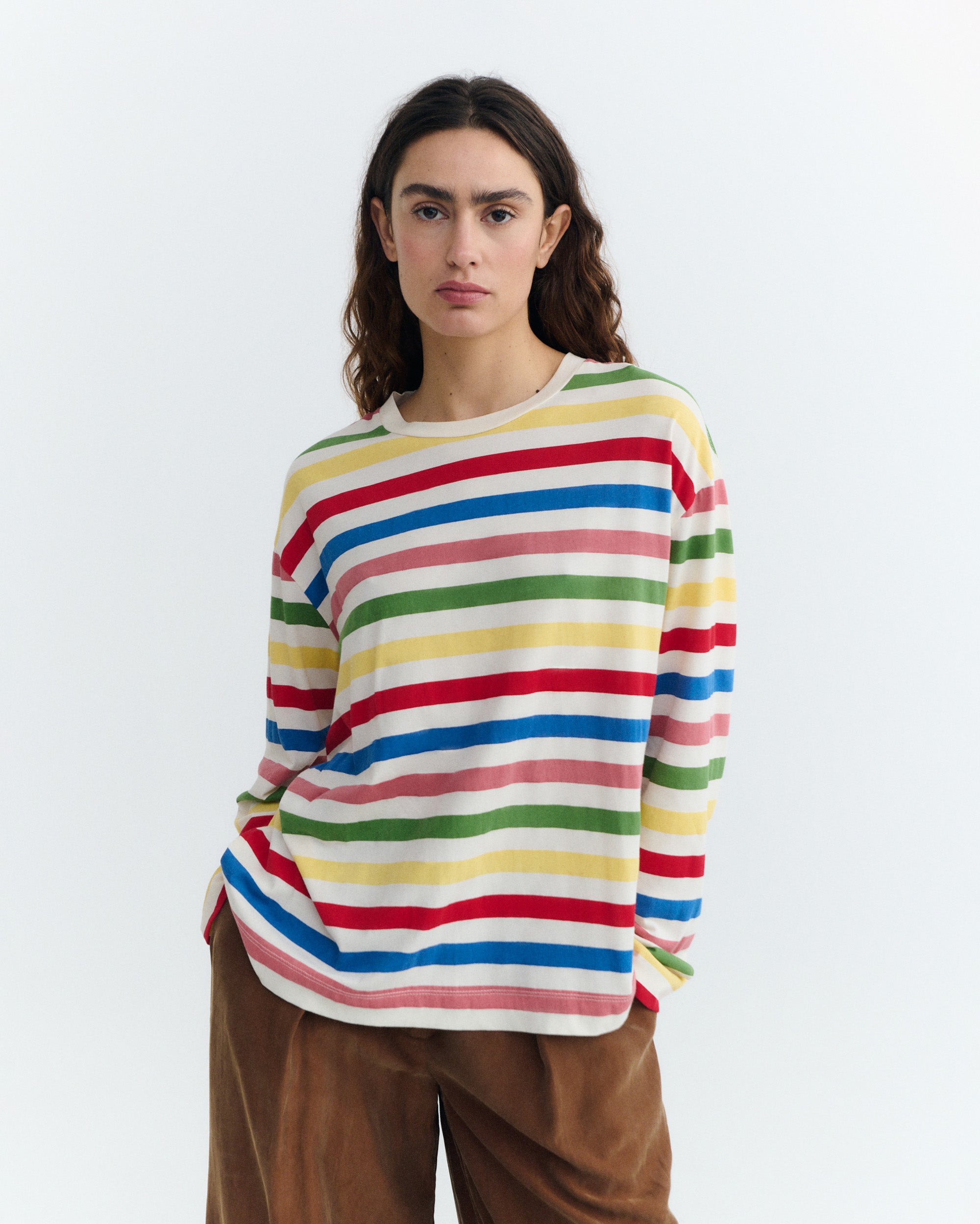 Thinking MU T-Shirt Met Lange Mouwen Emily  Meerkleurig Gestreept