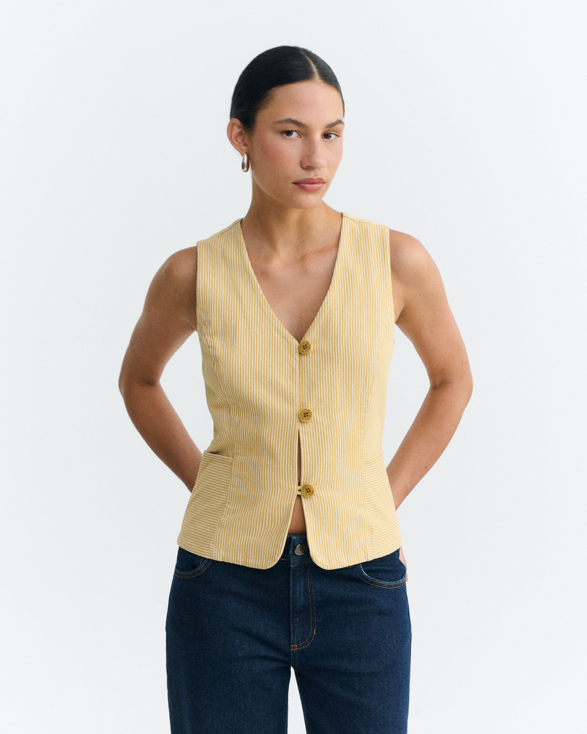 Thinking MU Vest Alisa Striped Yellow