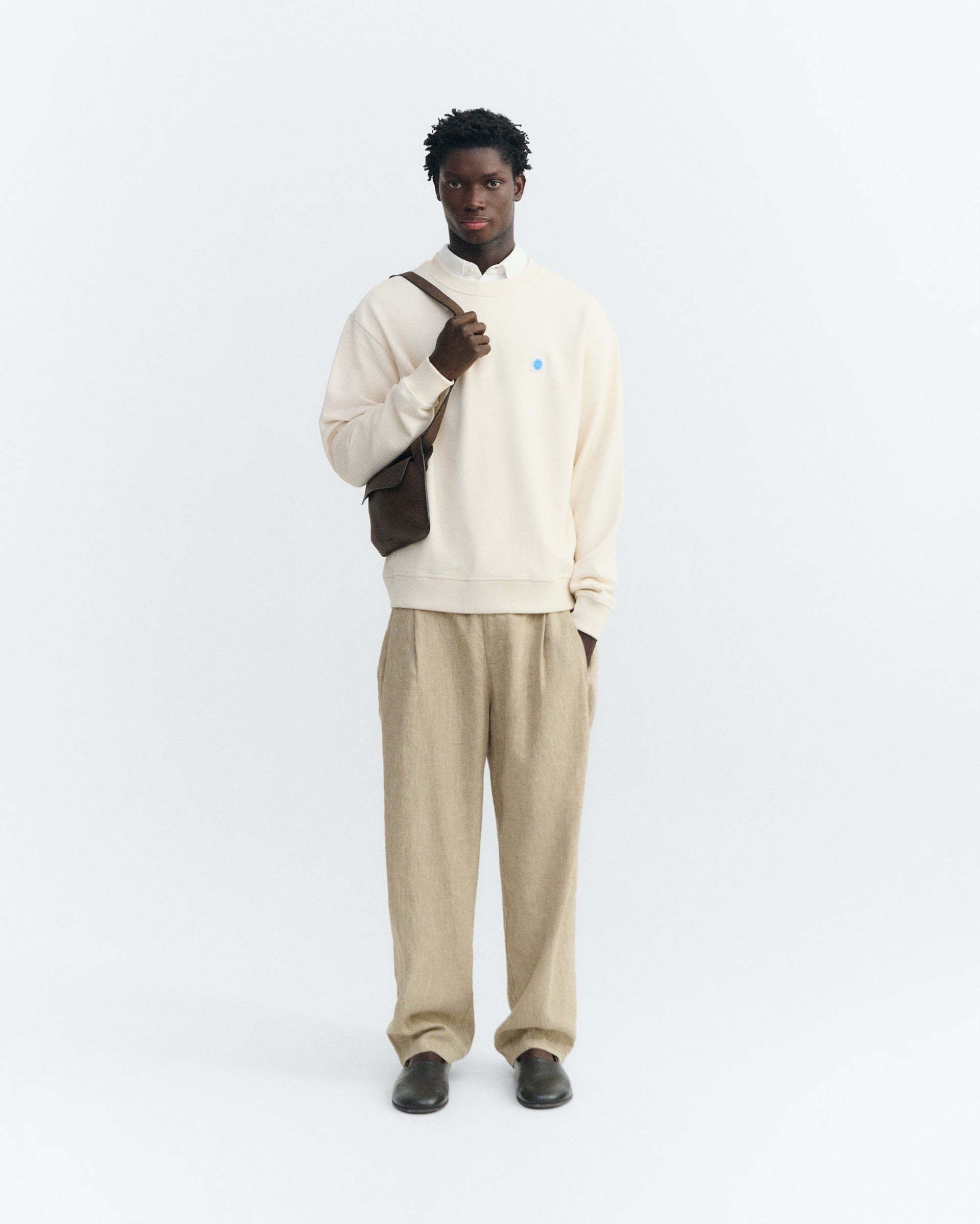 Thinking MU men vegan Sweatshirt Leon Blue Sun Back Raw Cream