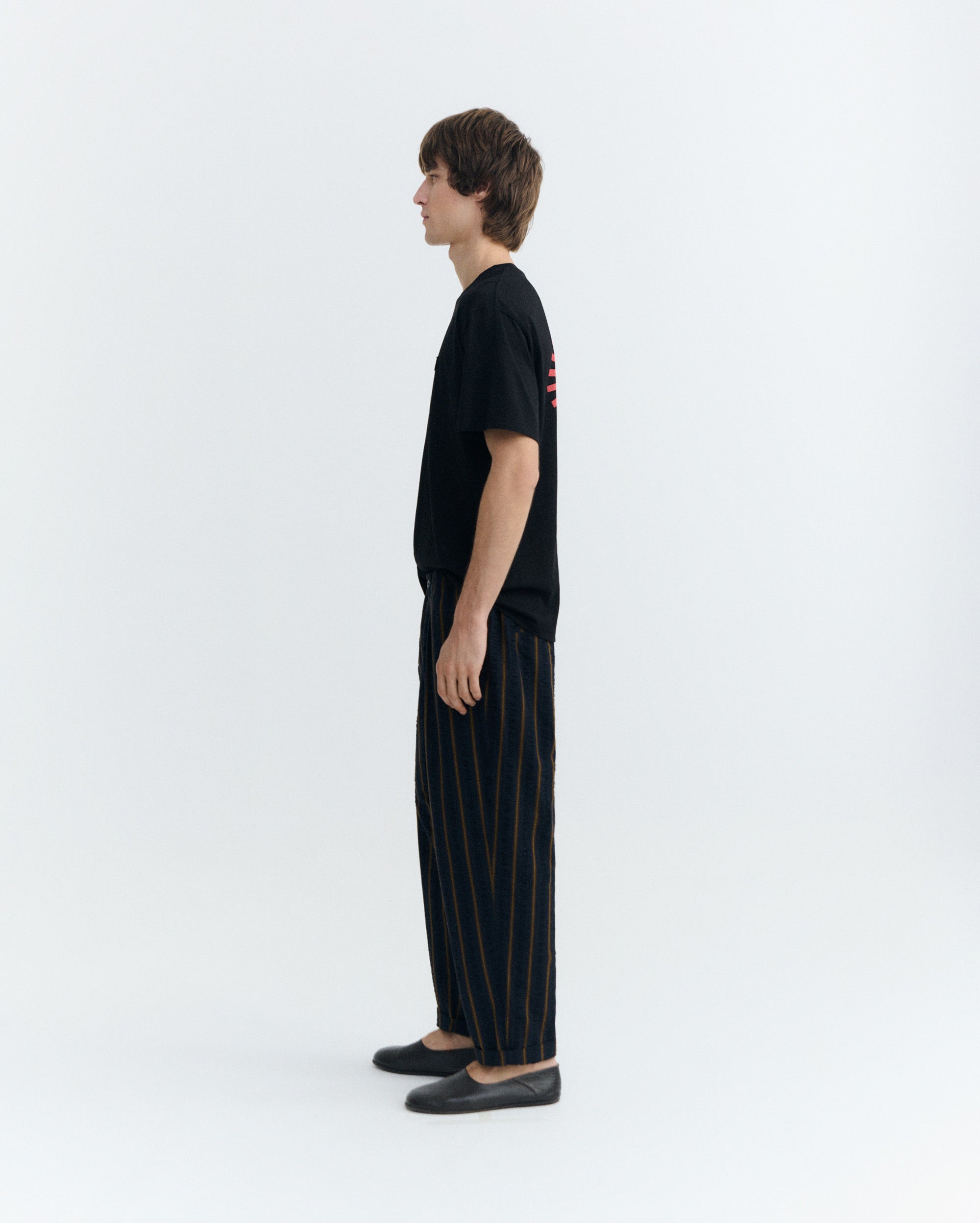 Thinking MU Broek Met Wijde Strepen Van Seersucker, Marineblauw