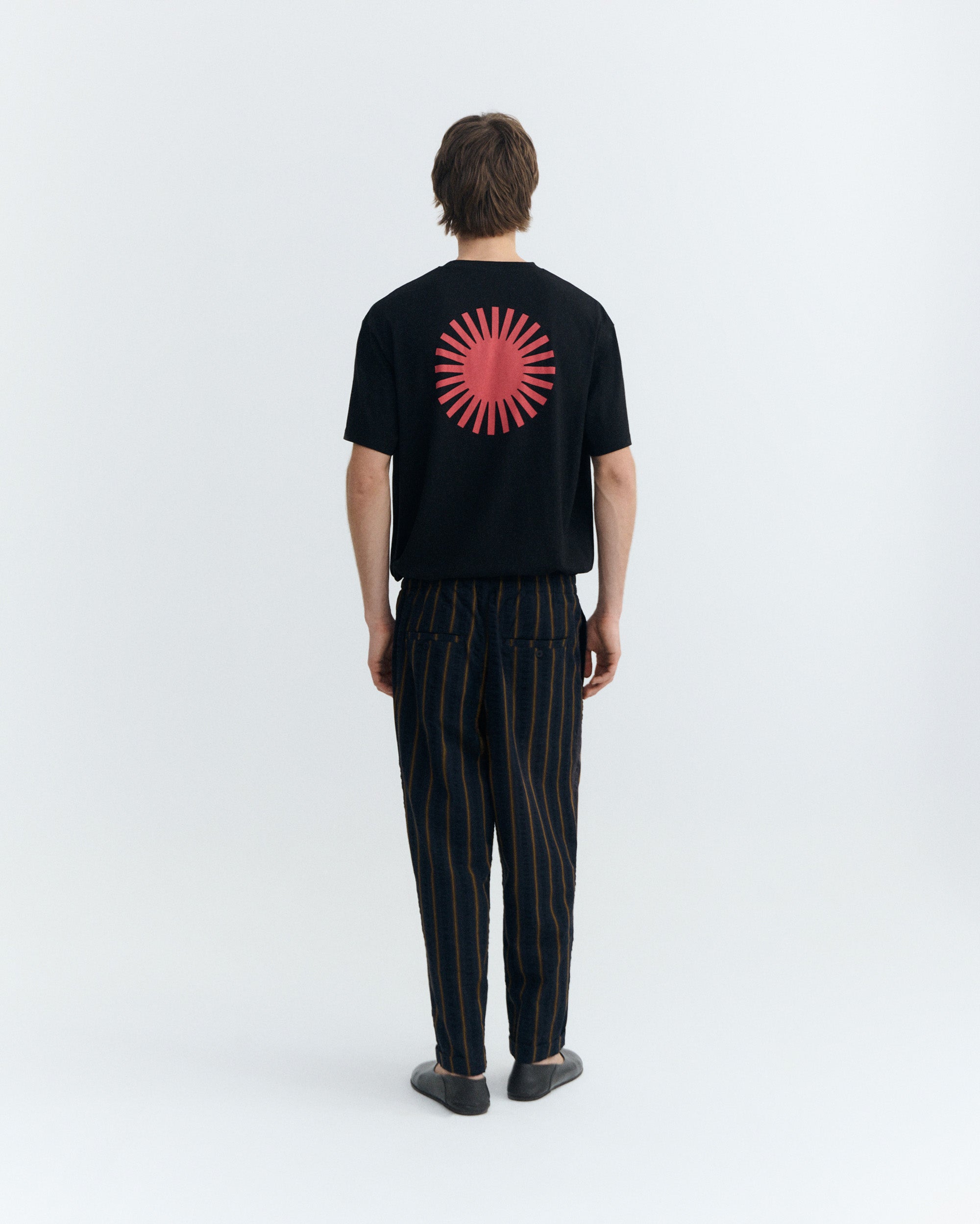 Thinking MU Broek Met Wijde Strepen Van Seersucker, Marineblauw