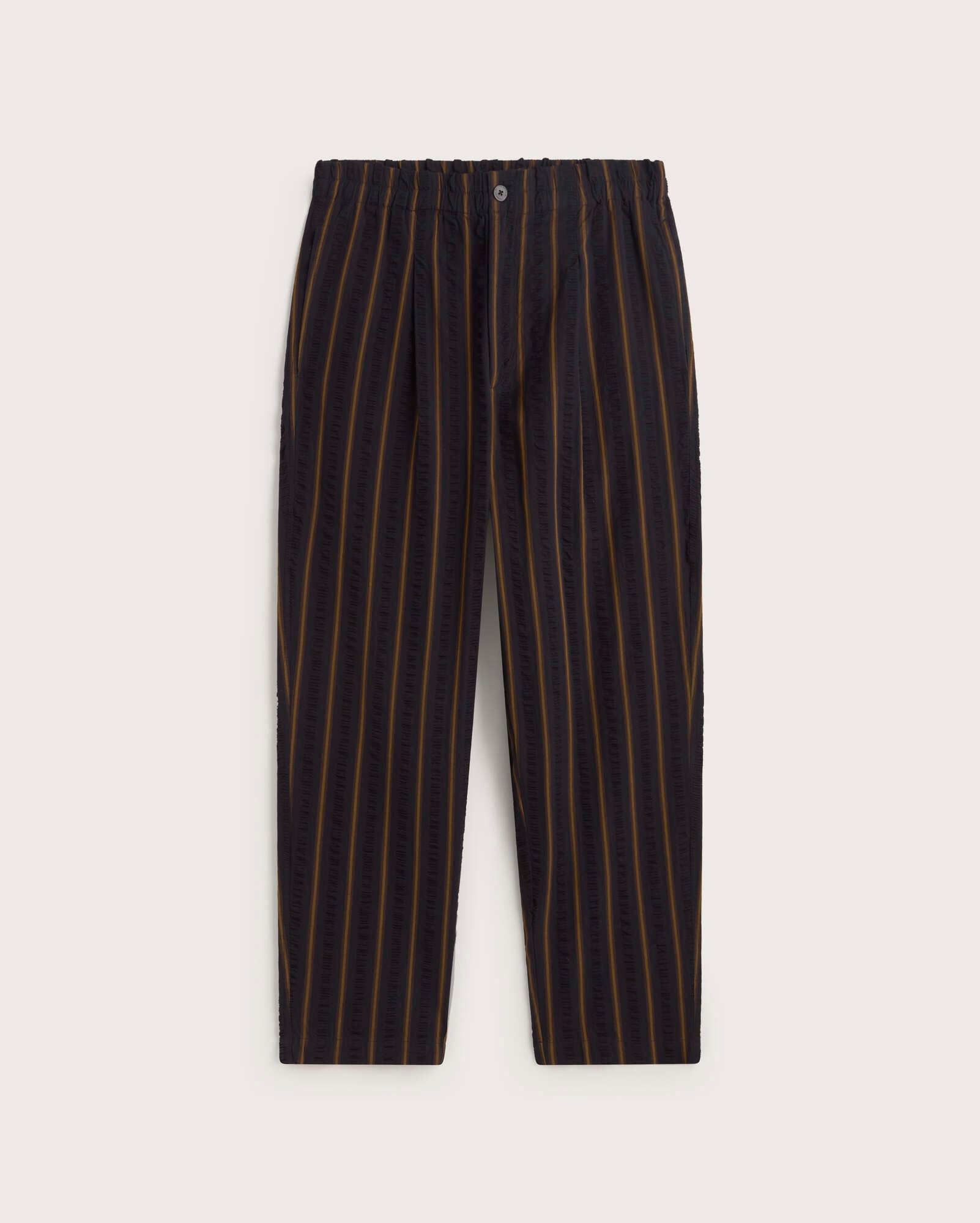 Thinking MU Broek Met Wijde Strepen Van Seersucker, Marineblauw