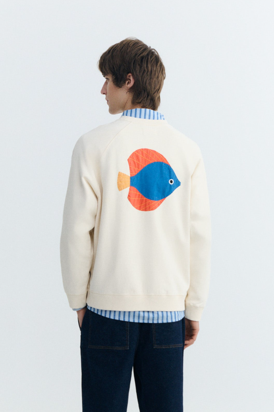 Image of Thinking MU mannen vegan Sweatshirt Dori Pepe Met Patches Crèmekleurig