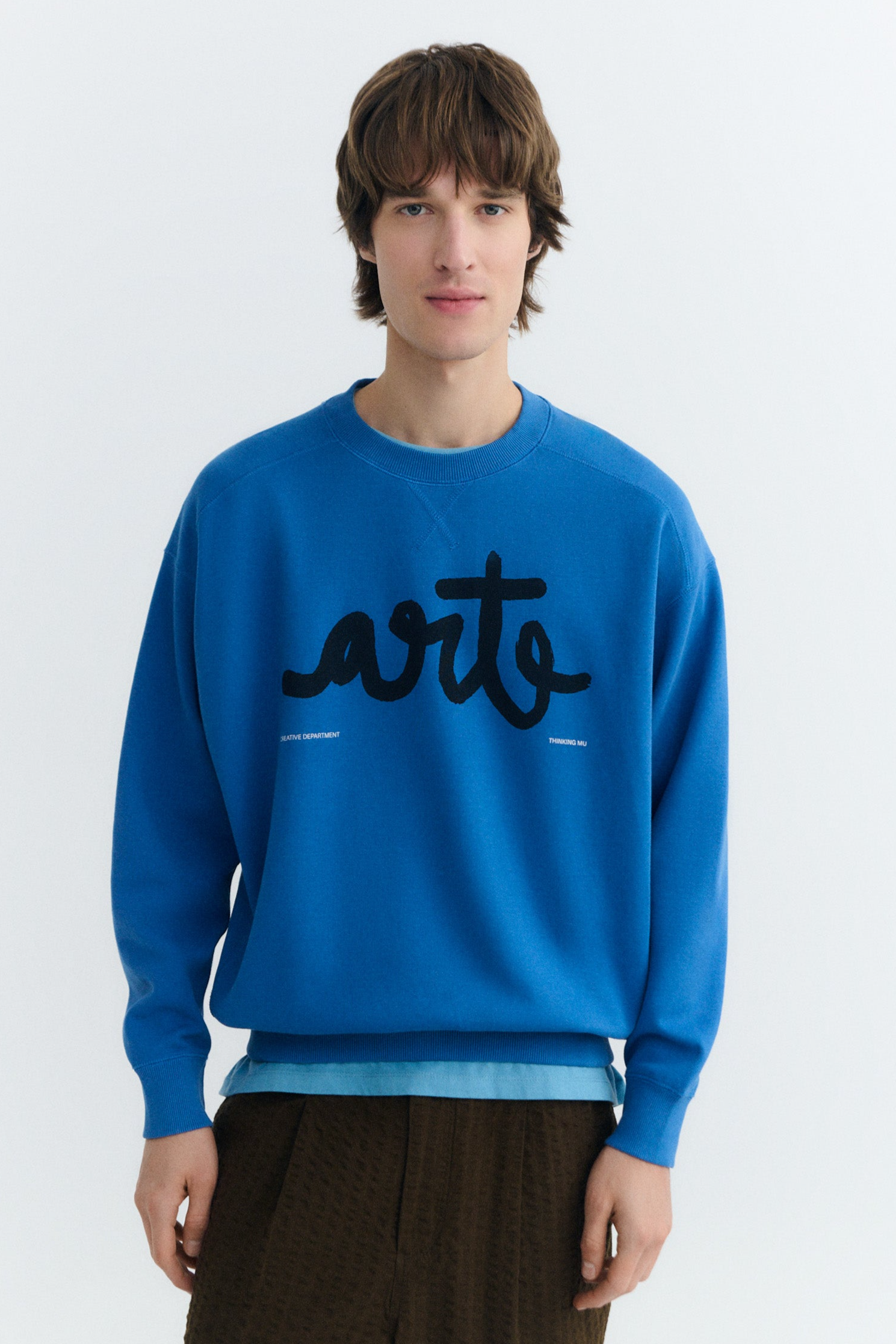 Image of Thinking MU mannen vegan Sweatshirt Jadewon Art, Oversized, Blauw