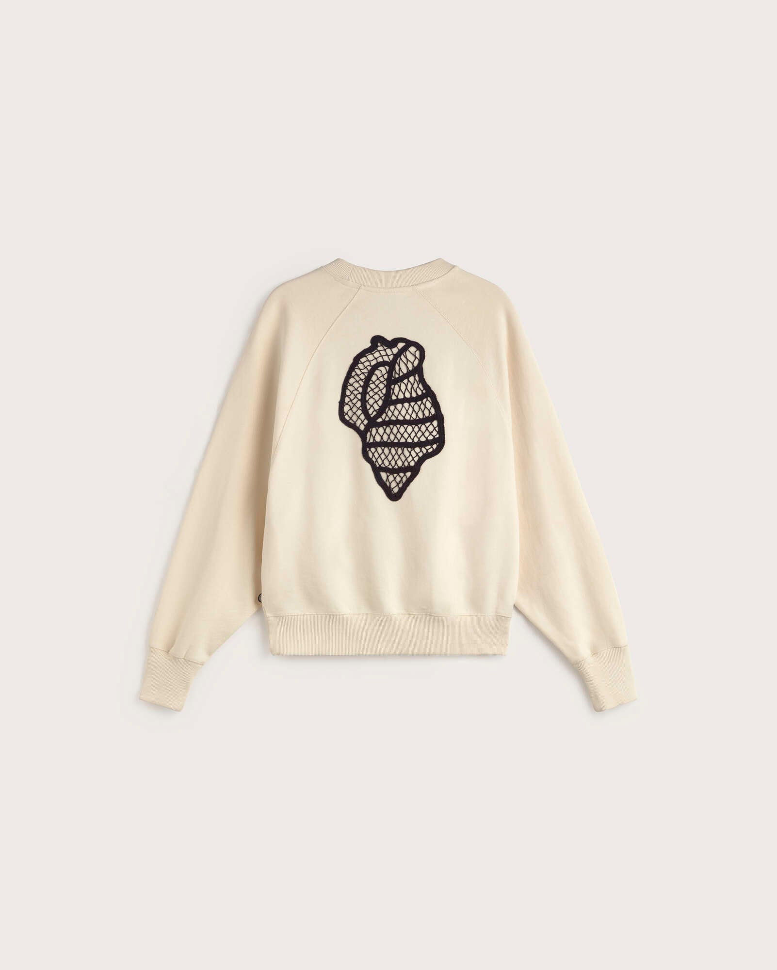 Thinking MU Sweatshirt Shell Bonnie Handbesticktes Ecru