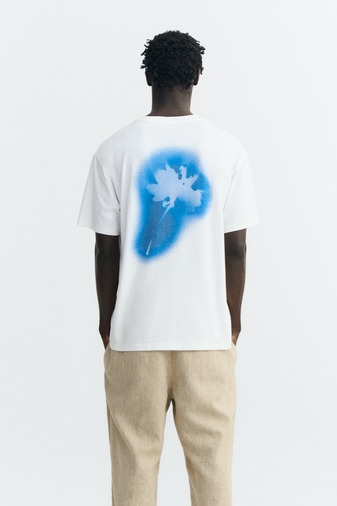 Image of Thinking MU mannen vegan T-Shirt Aaron Wit/Blauw