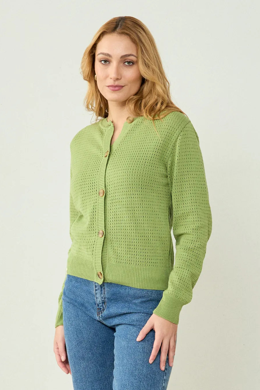 114295 - Damen vegan Strickjacke DÃ ria GrÃ¼n