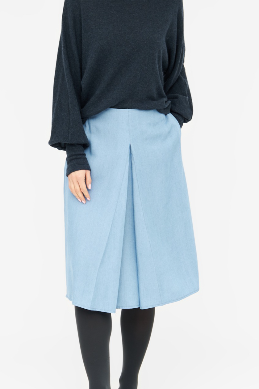 WiDDA Damen vegan Skirt Pleat Blue