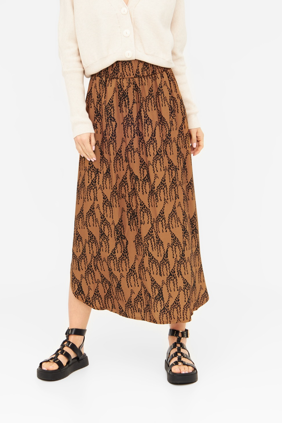 Image of WiDDA dames vegan Rok Julip Girafprint Terra