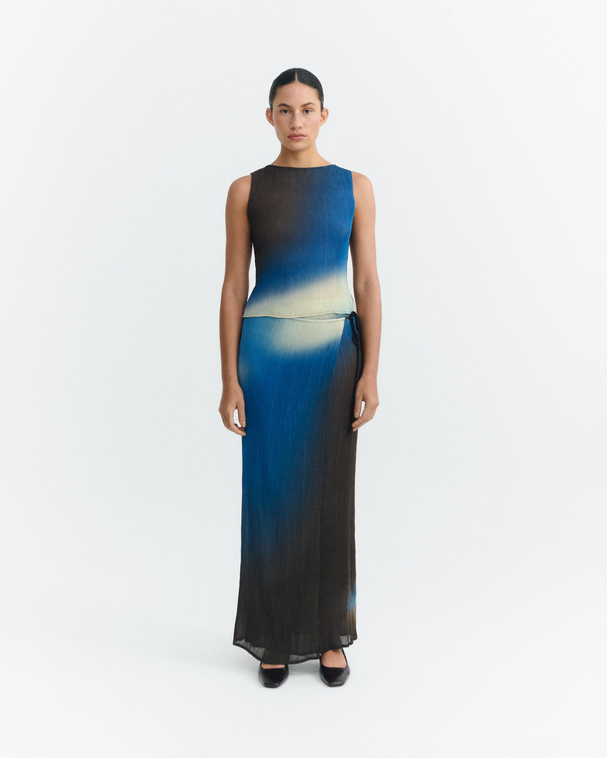 Thinking MU Long Skirt Pauline Glass Pleated Brown