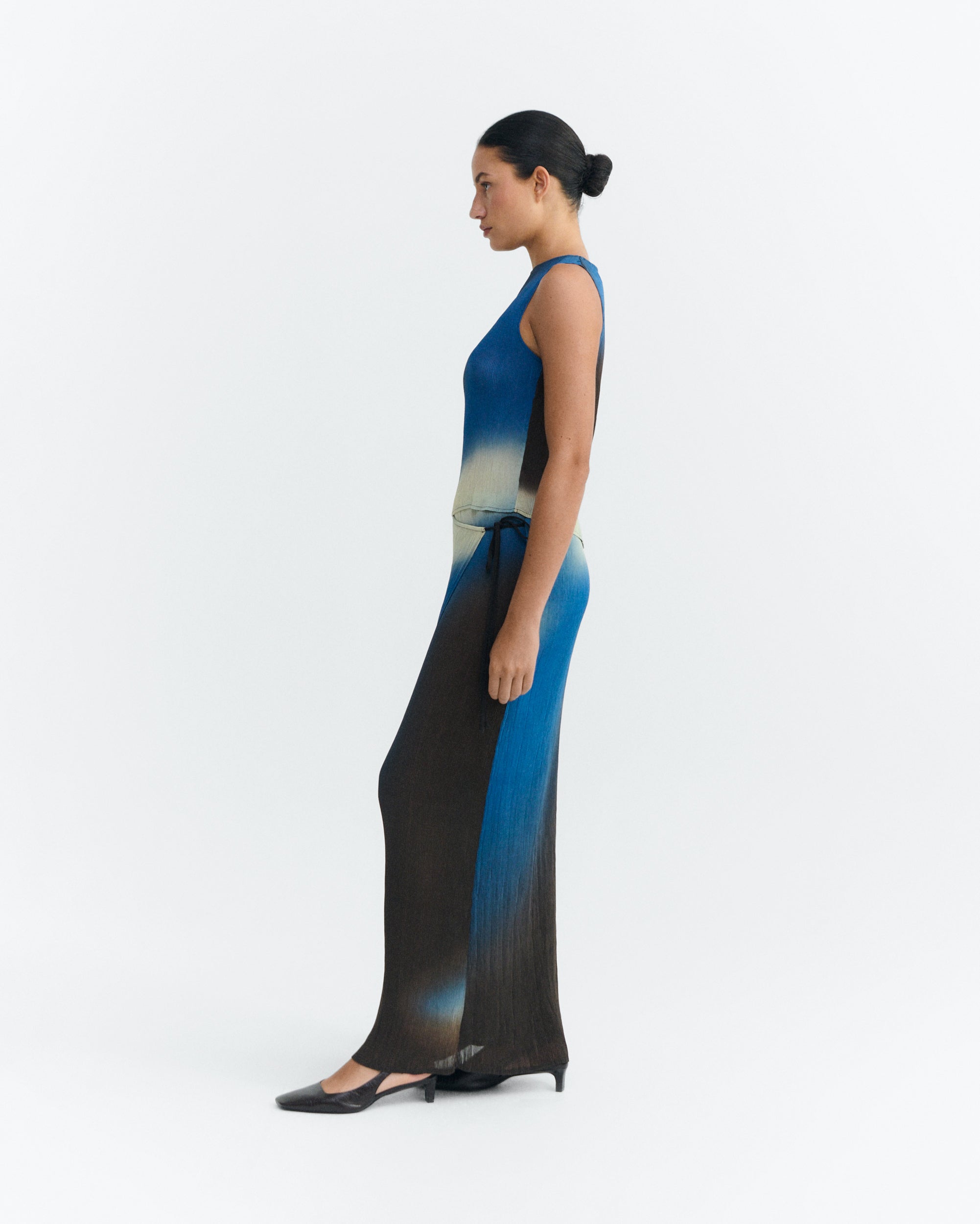 Thinking MU Long Skirt Pauline Glass Pleated Brown