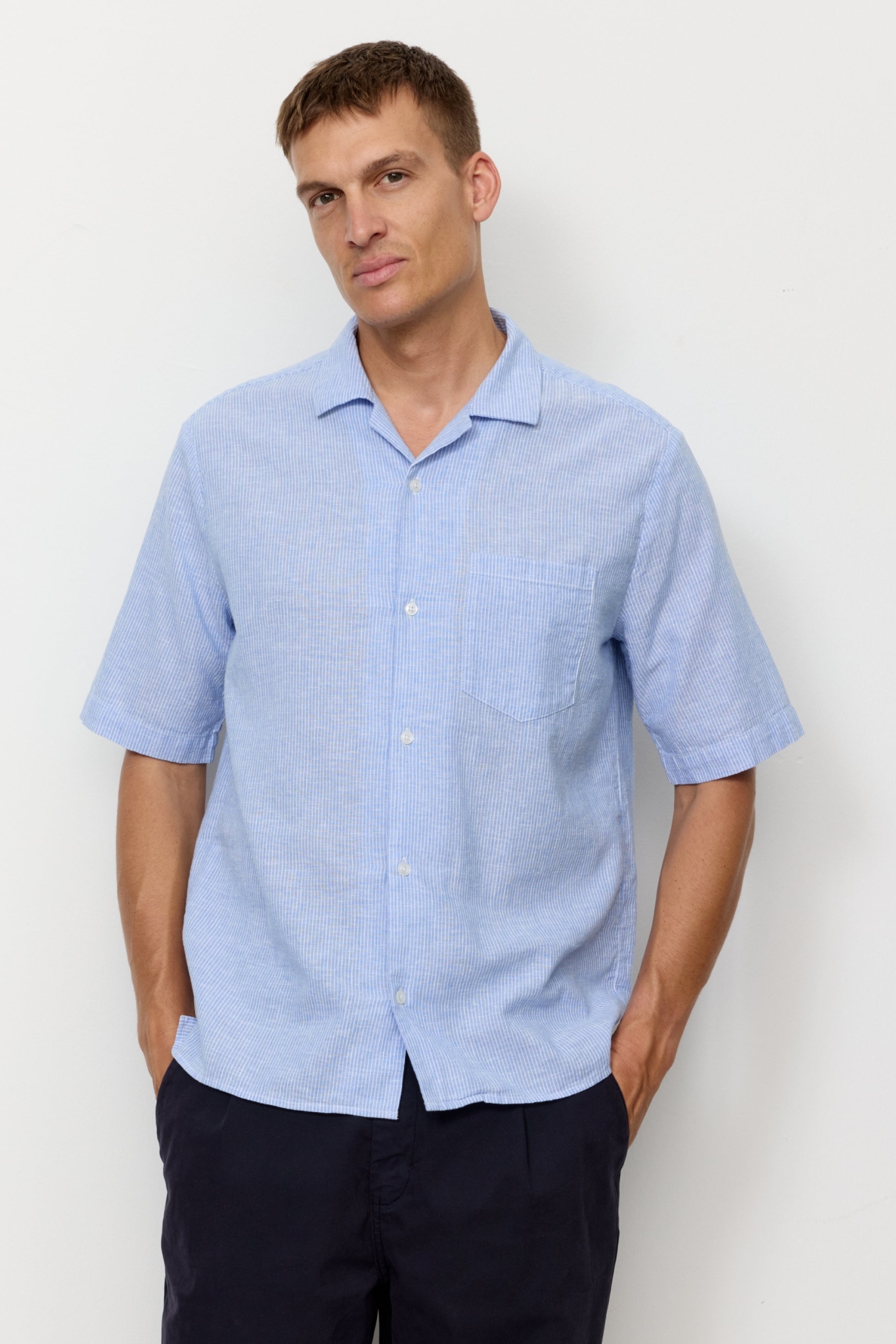 Recolution Herren vegan Hemd Cashew Streifen Blau