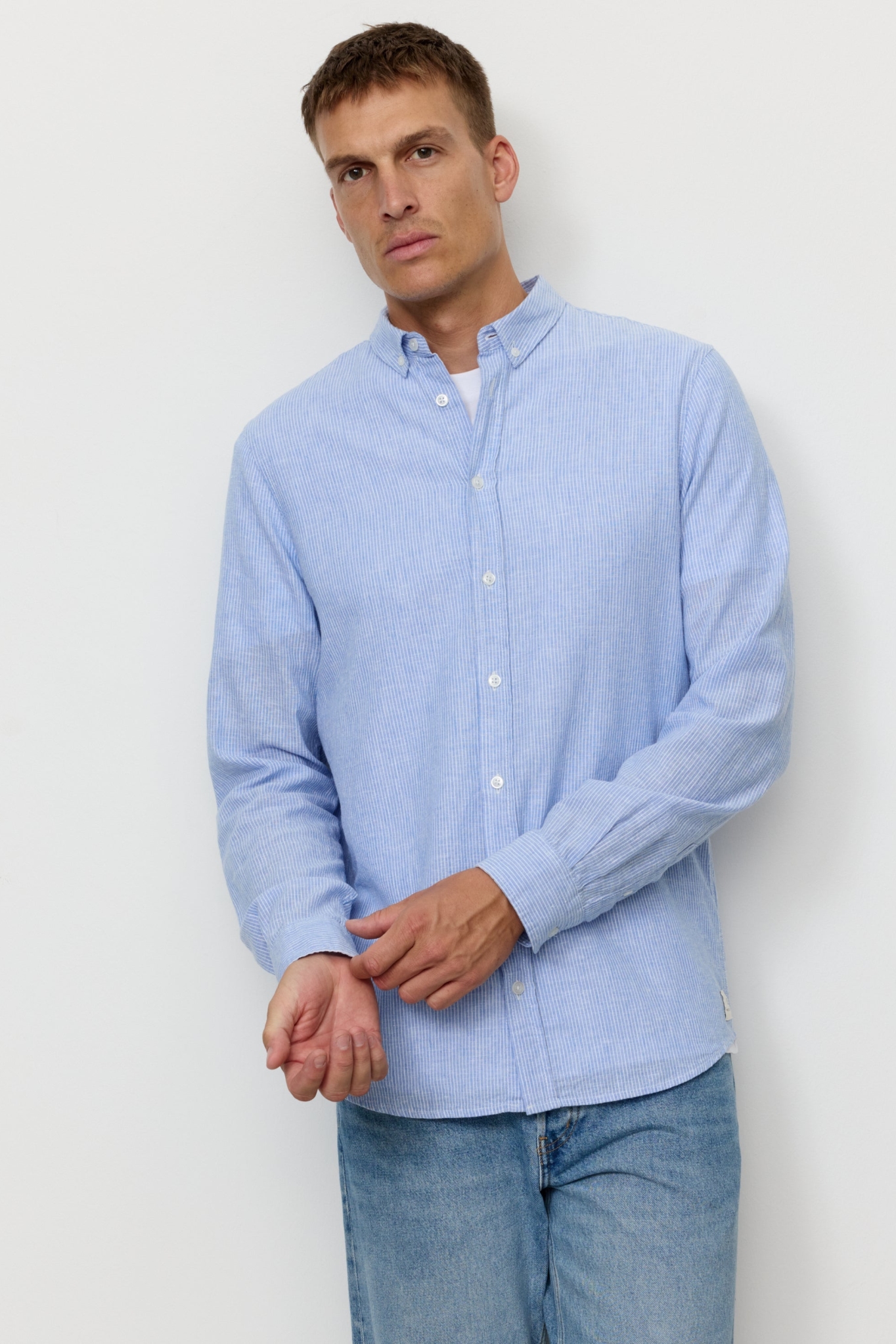 Recolution Herren vegan Hemd Yew Stripes Blau