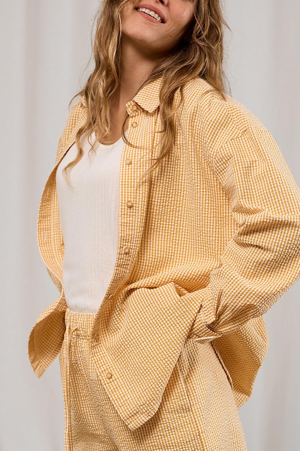 TWOTHIRDS Damen vegan Hemd Waipio Senf Vichy