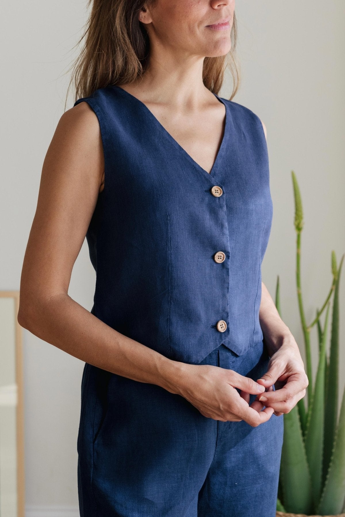 TWOTHIRDS Damen vegan Weste Ukonkivi Blaue Nacht