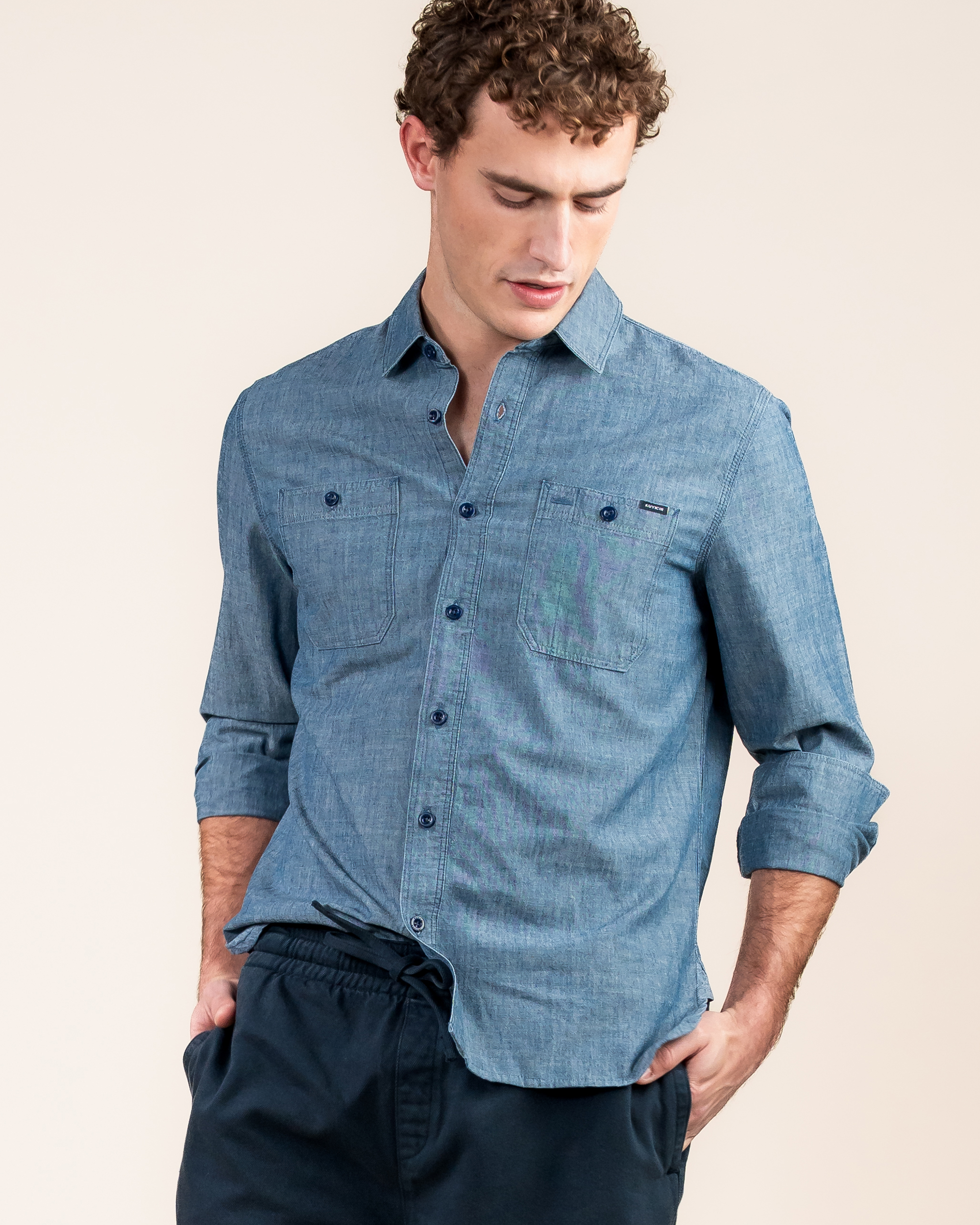 Kuyichi men vegan Shirt George Blue