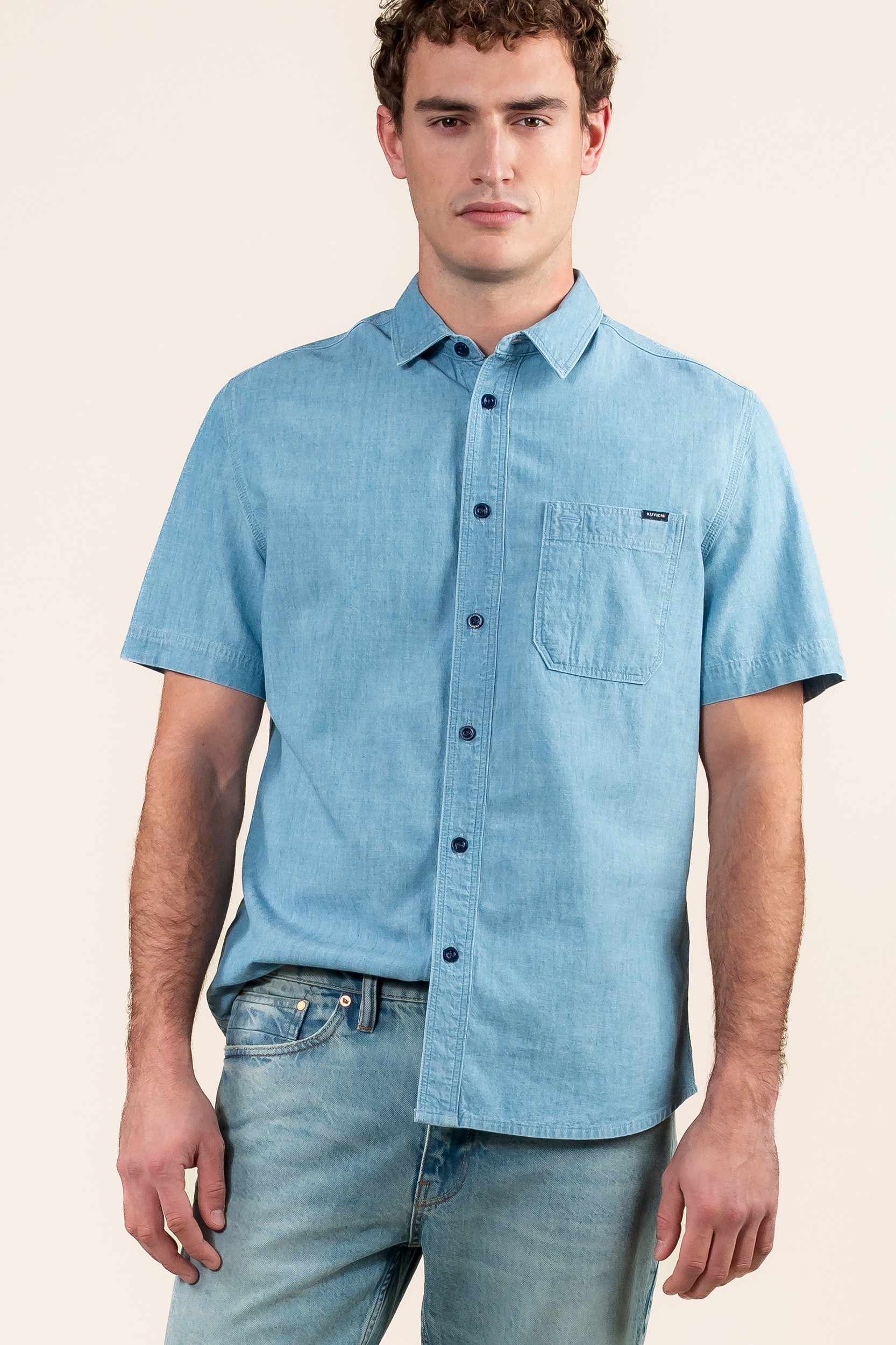 Kuyichi Herren vegan Hemd Nolan Blau