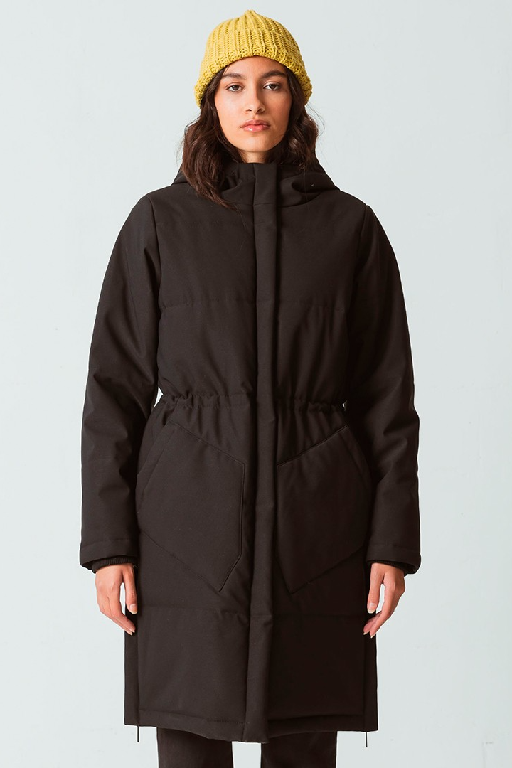 SKFK Damen vegan Mantel Alaitz Gesteppt Schwarz