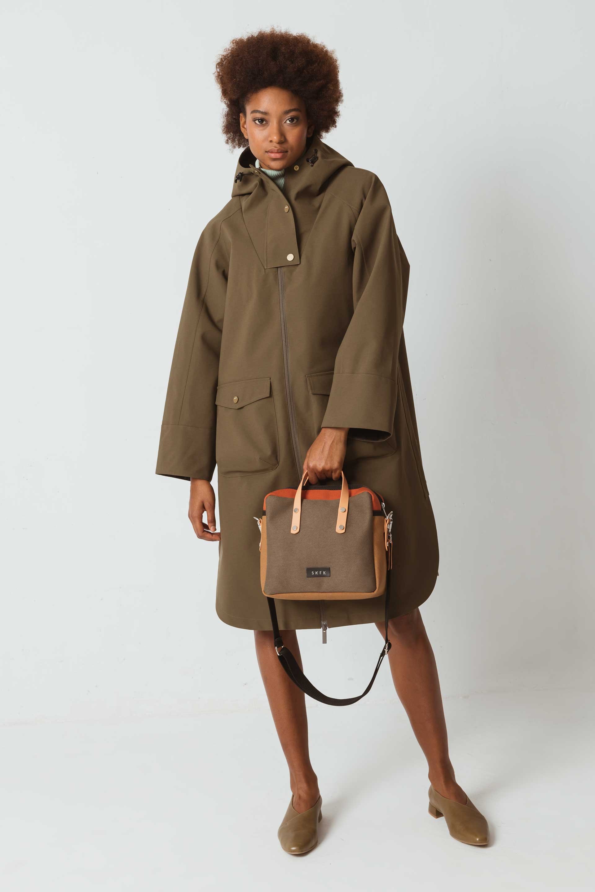 SKFK womens vegan Raincoat Jasone Khaki
