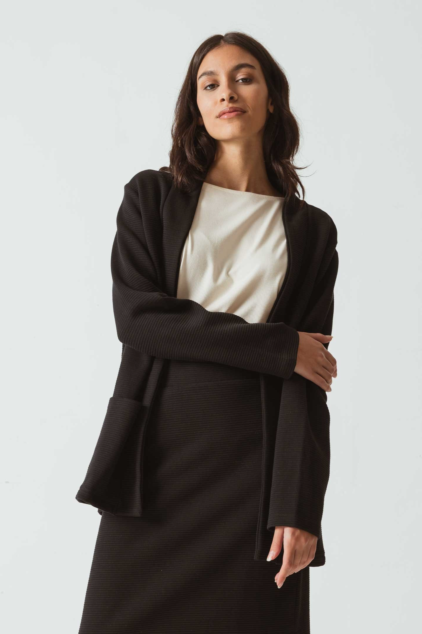 SKFK Damen vegan Strickjacke Leundia Dunkelgrau