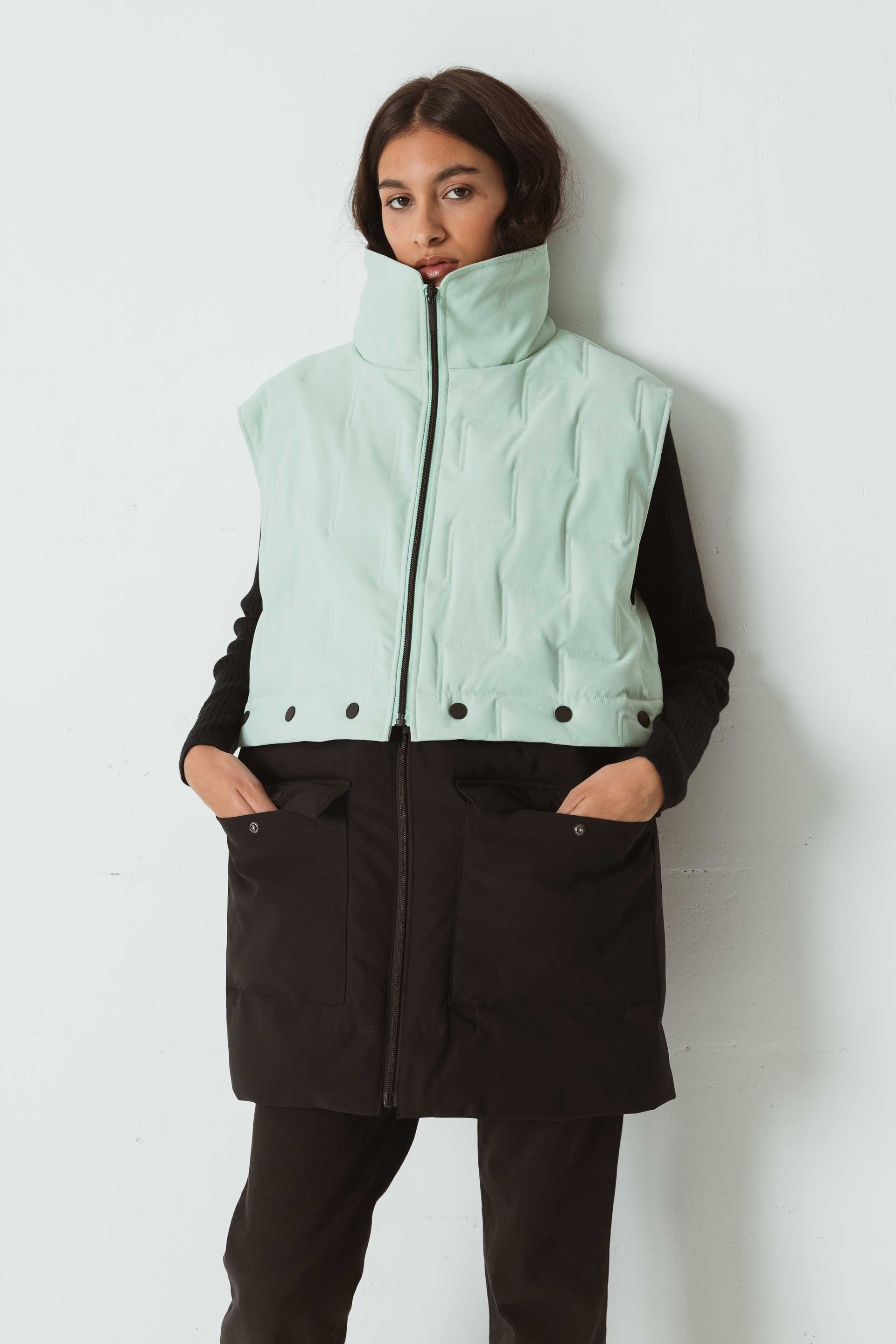 SKFK womens vegan Jacket Dione Sleeveless Green