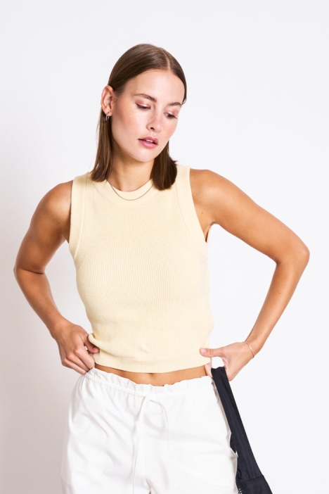 JAN 'N JUNE Damen vegan Strick-Top Garda Hellgelb