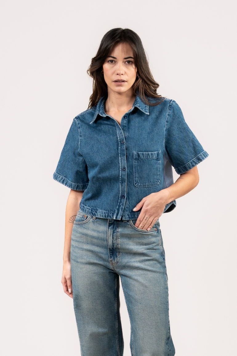 Kuyichi Damen vegan Bluse Liv Denimblau